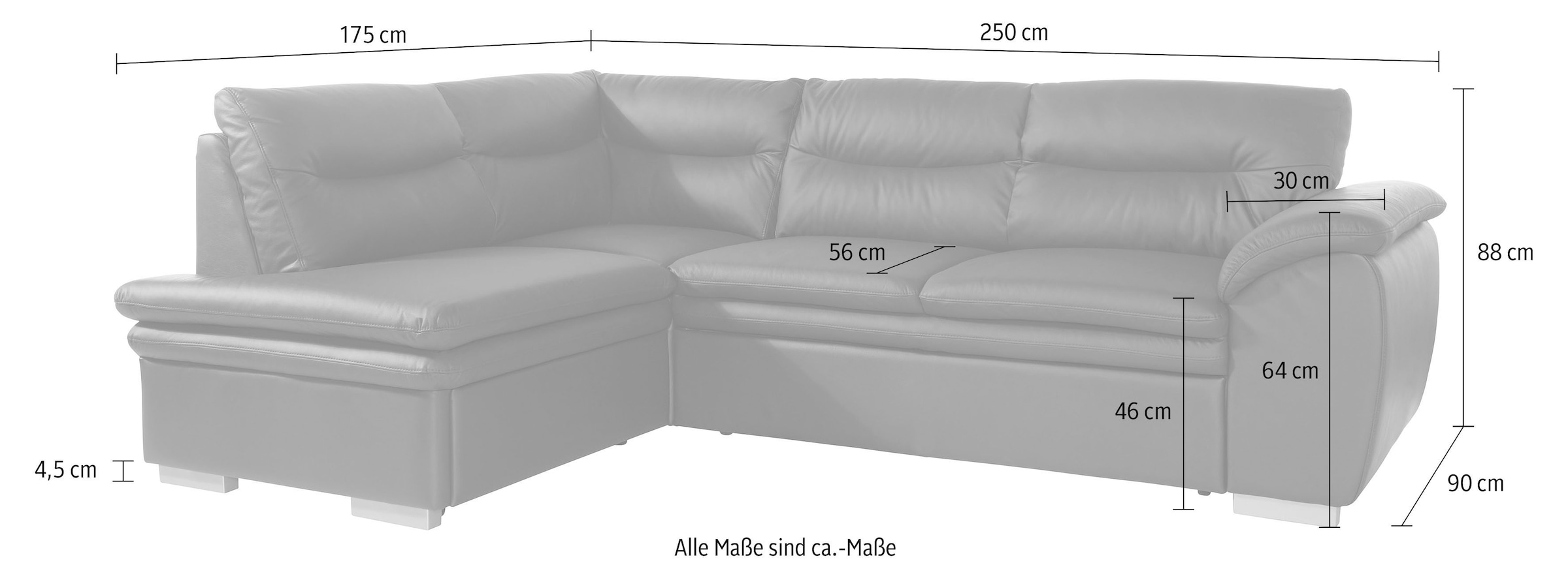 COTTA Canapé d'angle »Leandra L-Form« wahlweise mit Bettfunktion & Bettkasten