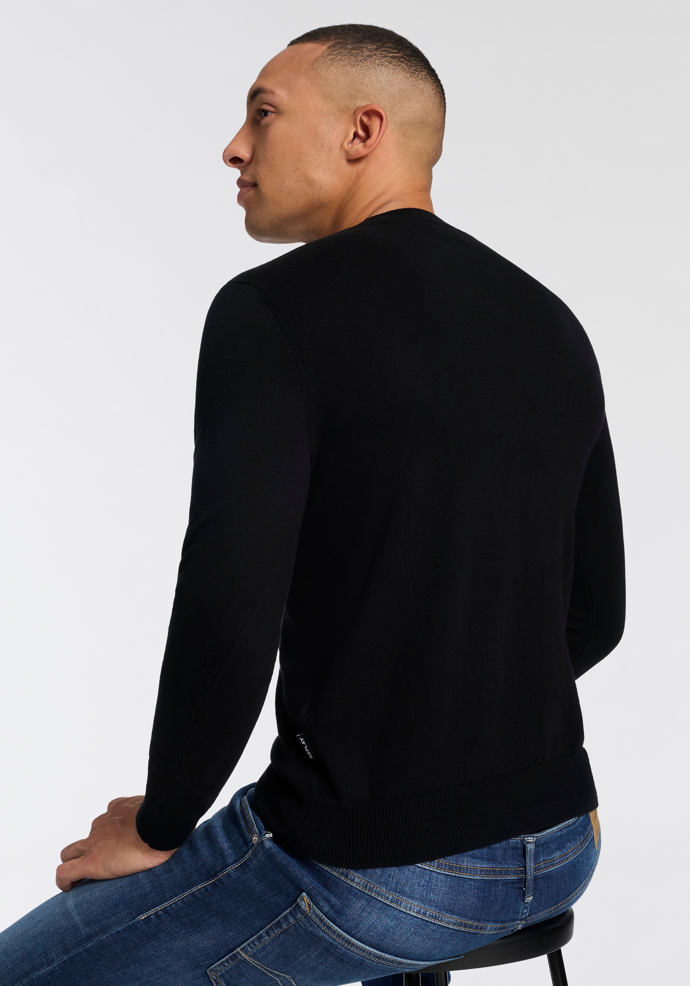 Replay Pull en tricot avec une part de cachemire, col rond