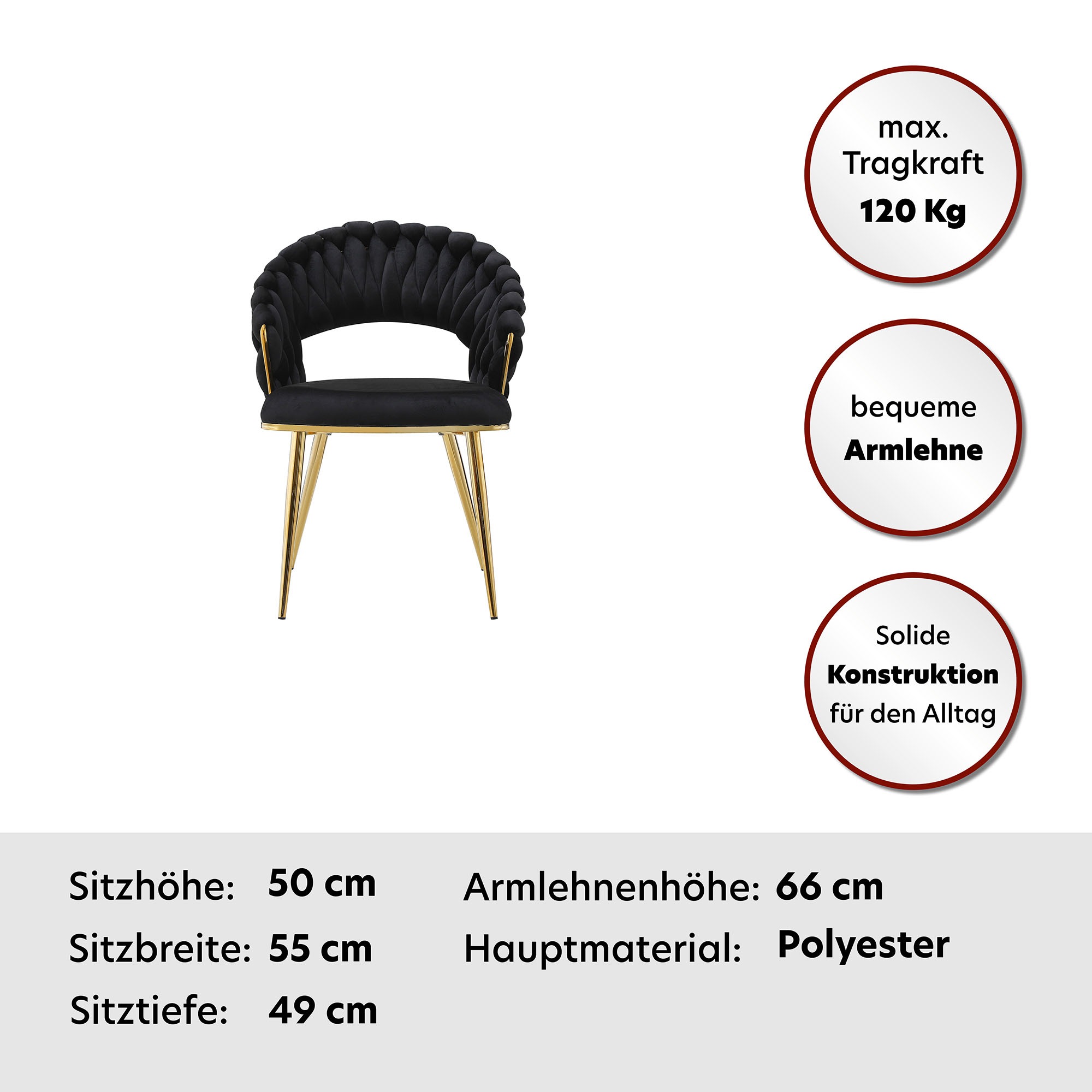 Kayoom Polsterstuhl »Stuhl Finesse 125 2er-Set, TOPSELLER! Flechtverarbeitung am Rücken«, (Set), 2 St., 2-er Set, angesagter Flechtoptik, bequem und stabil