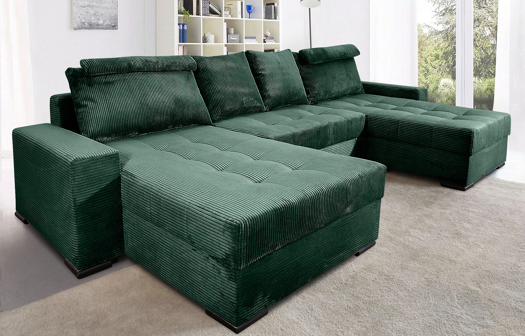 COLLECTION AB Wohnlandschaft »XXXL-Josy Relax U-Form Breite 352 cm, mit 2 gleich grossen Recamieren«, inkl. Bettfunktion, Bettkasten, mit 4 Rückenkissen in zwei Grössen