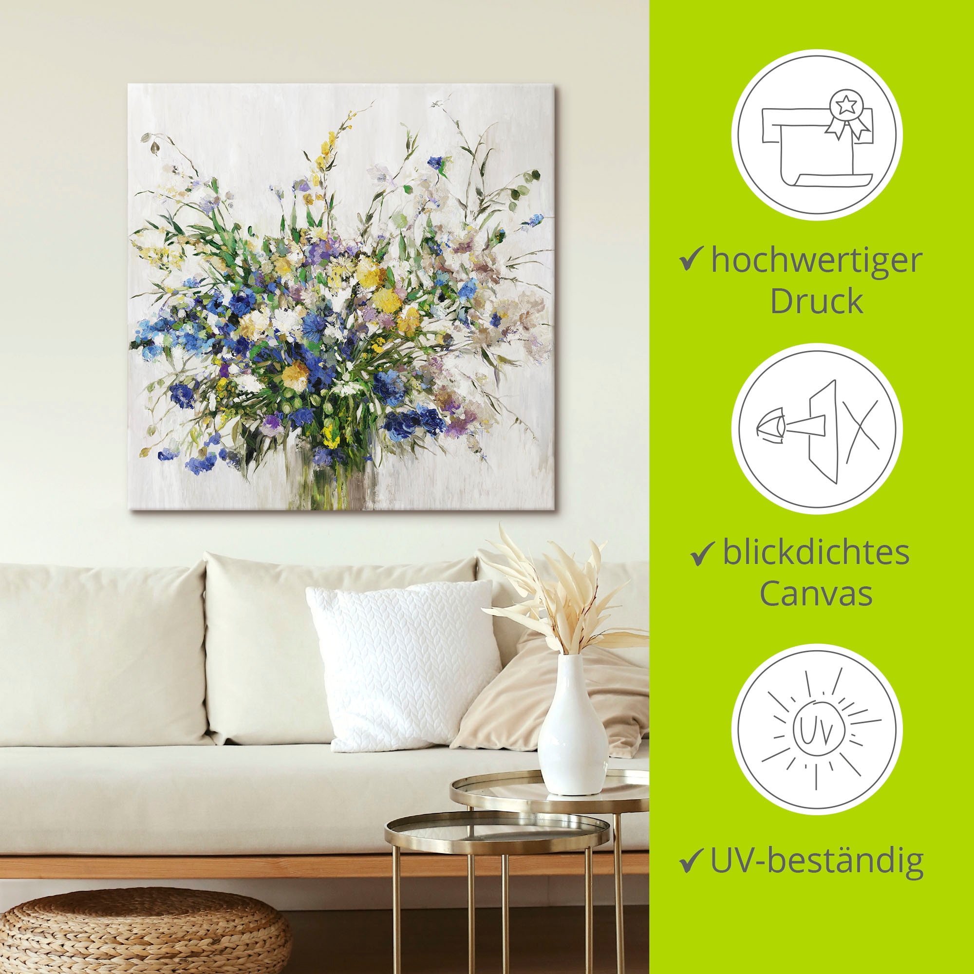 Artland Leinwandbild »Wildblumenstrauss« Blumenbilder 1 Stk. tlg. auf Holzrahmen gespannt