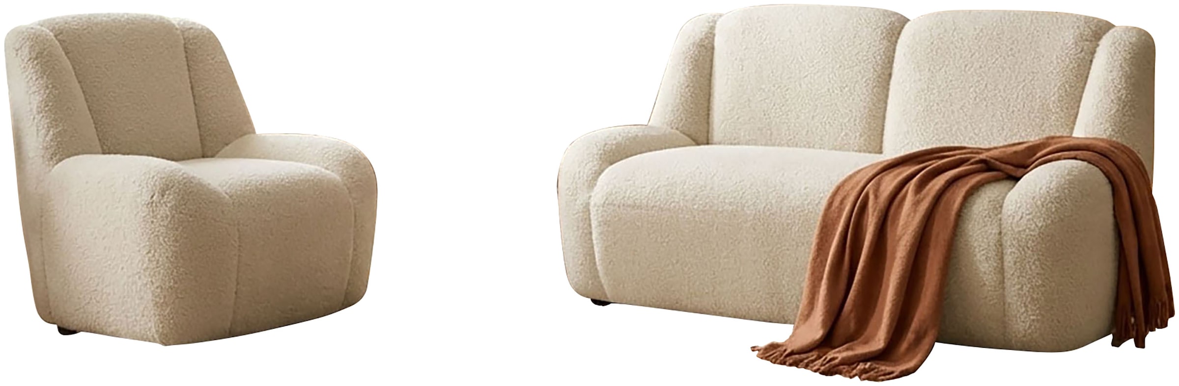 Image of DOMO collection Polstergarnitur "Ryos, Sessel und 2-Sitzer, organische Form" Set, 2 tlg. skulpturale Opik, cozy chic