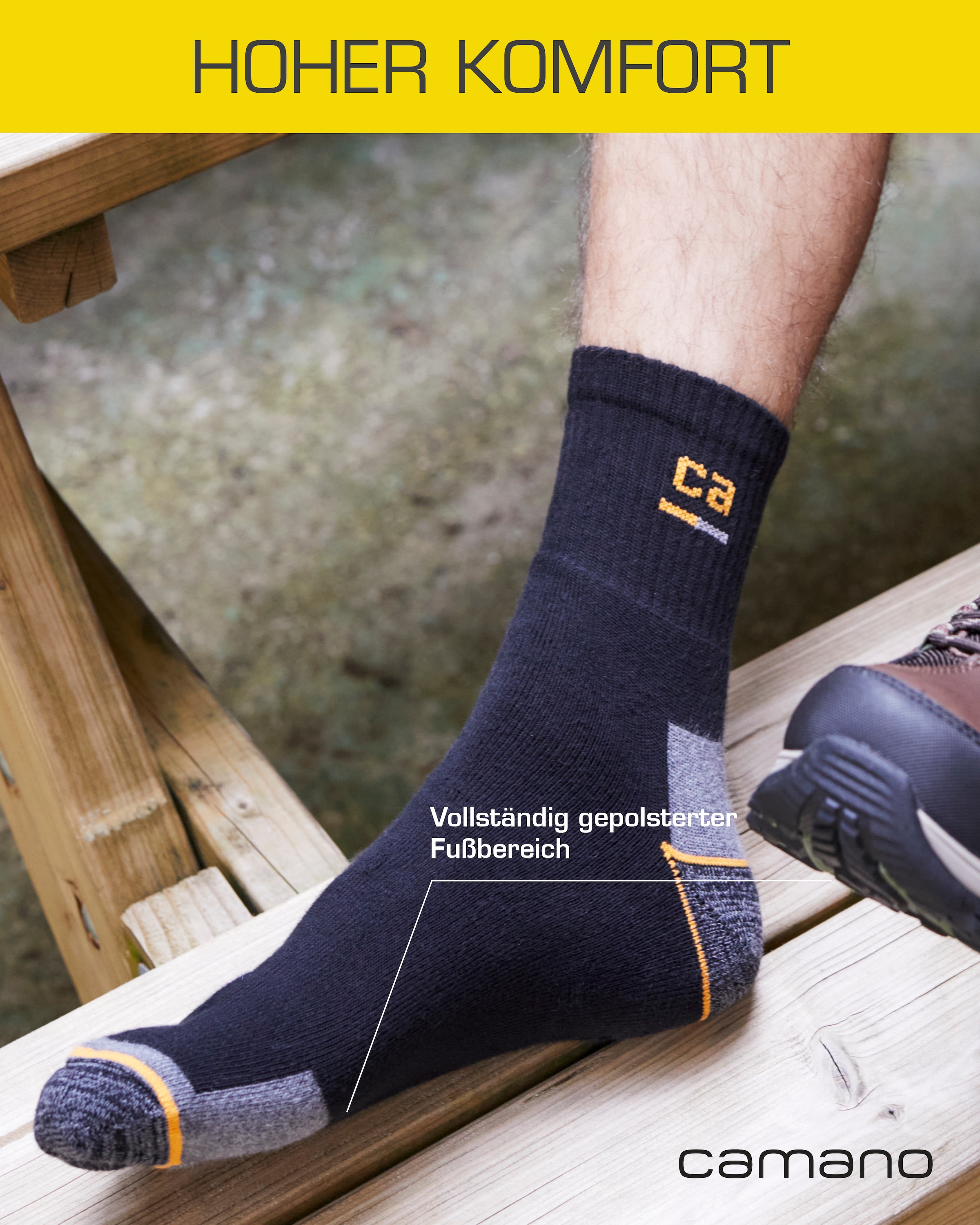 Camano Chaussettes de travail »work« 9 Couple tlg. verstärkte Belastungszonen, atmungsaktiv, gepolstert