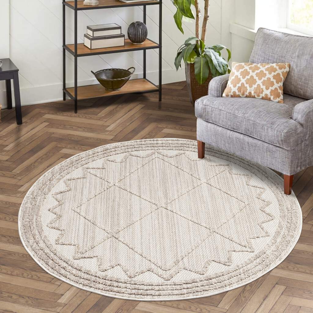 Carpet City Teppich »CLASICO 8931«, rund, Kurzflor, Hochtief-Muster/ 3D-Effekt Rauten, Wohnzimmer