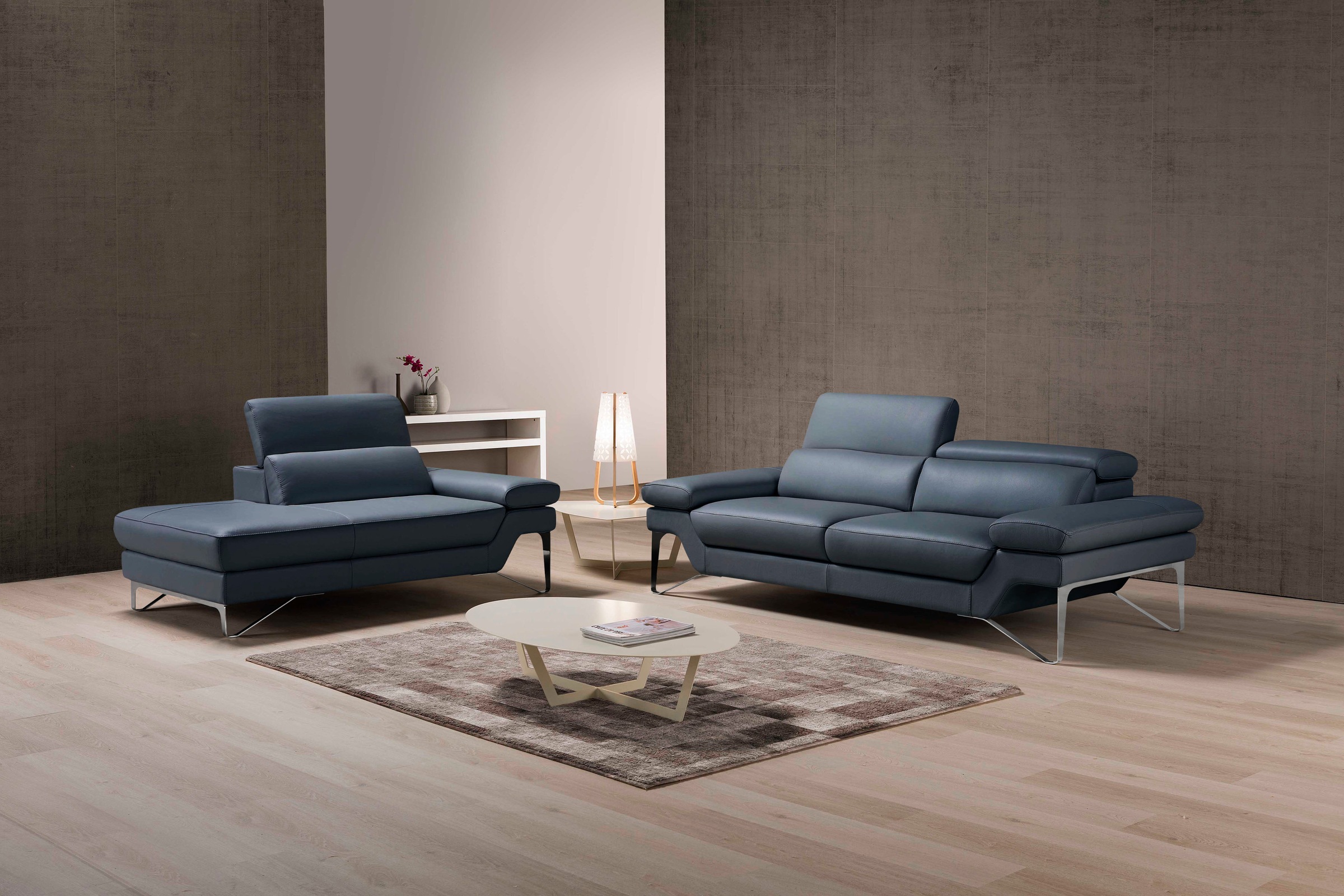 Image of Egoitaliano Polstergarnitur "Princess Design und Sitzkomfort im Einklang, bequem und hochwertig" Set aus 2,5 Sitzer und freitehende Ottomane, Kopfstützen verstellbar