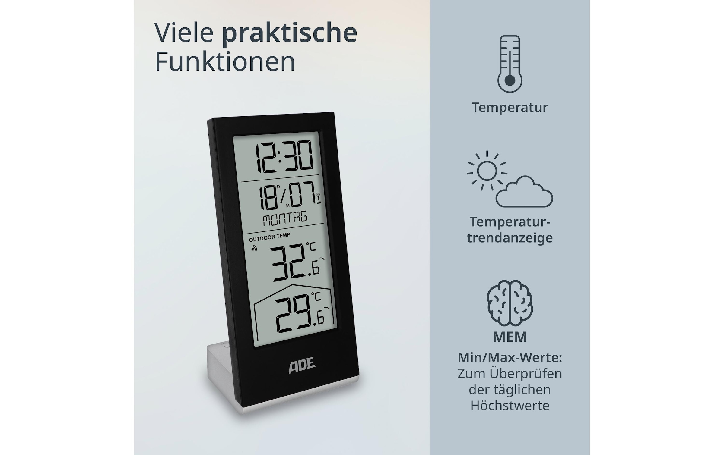 ADE Funkwetterstation »mit Funk-Aussensensor«