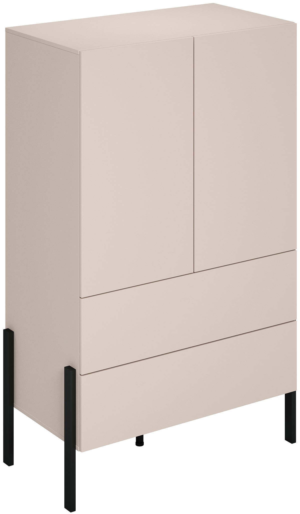 INOSIGN Wäscheschrank »Jukon, moderner griffloser Kleiderschrank, Metallfüsse, Made in Europe«, (90x150x50, ideal für kleine Räume oder Nischen), Mehrzweckschrank,2 Schubladen, 2 Türen, FSC-zertifiziert