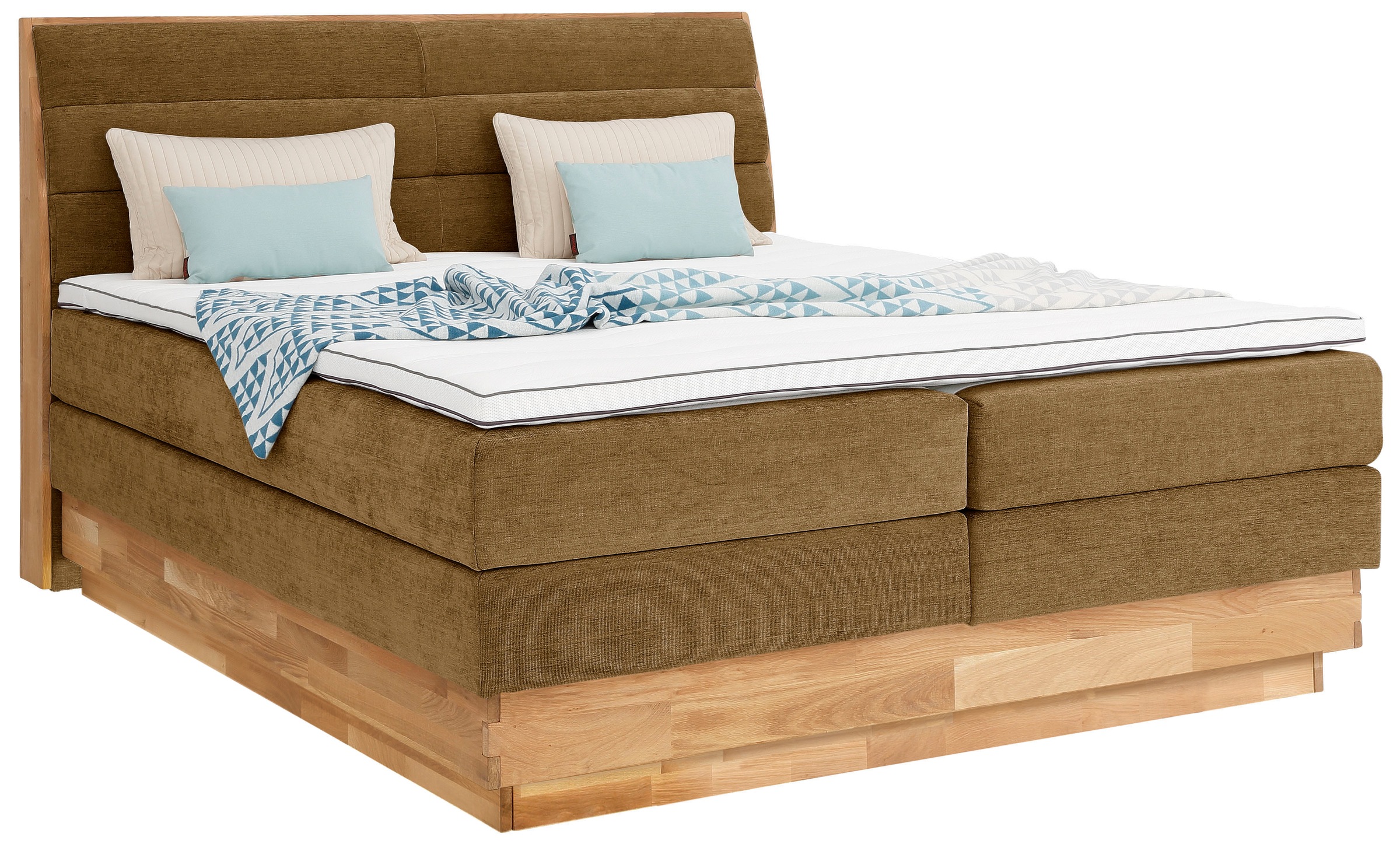 GOODproduct Boxspringbett »Jenna«, ohne LED-Beleuchtung, mit zertifizierten, recycelten Bezugsstoffen