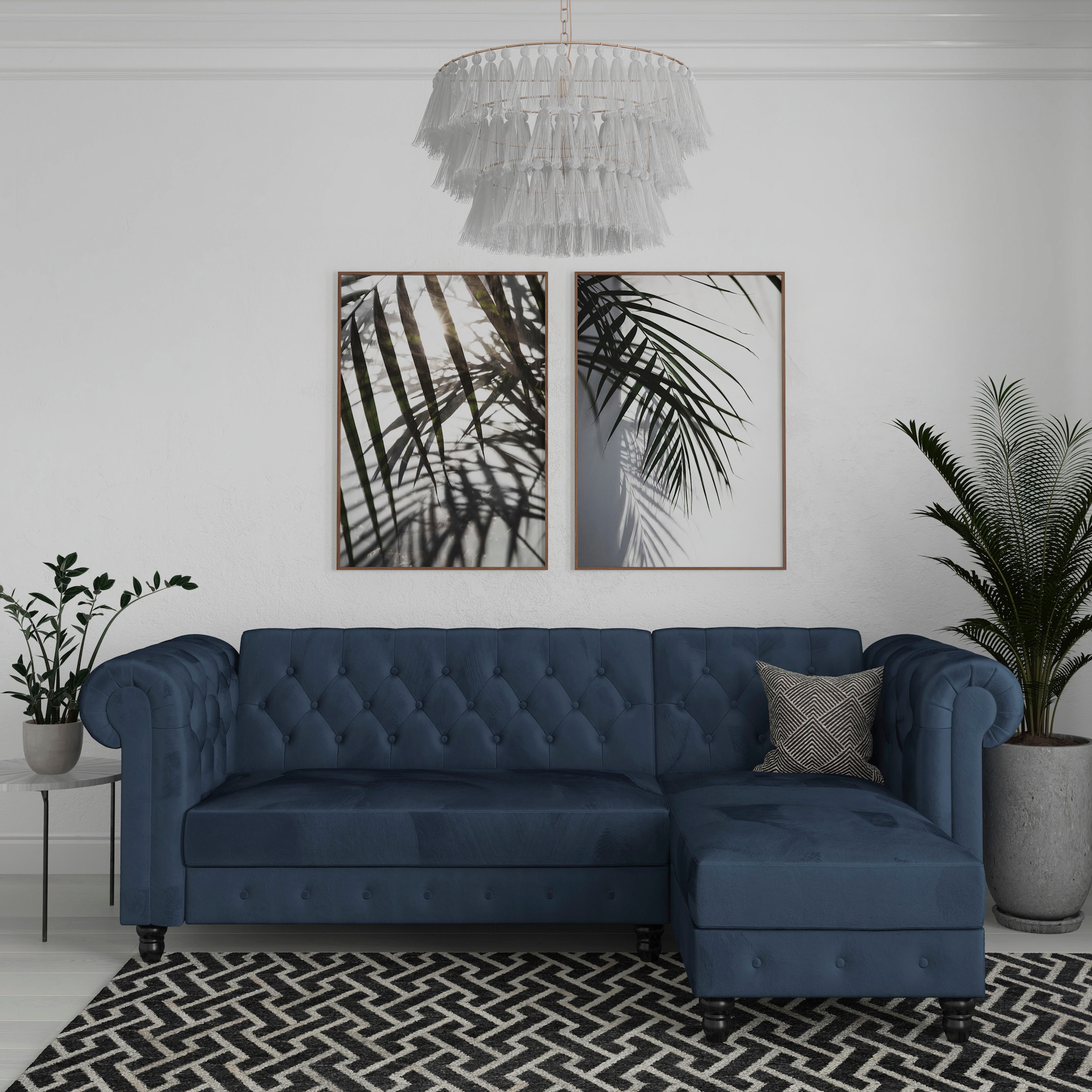 Image of Dorel Home Ecksofa "Felix, L-Form, 241 cm (Liegefl.108x195 cm), Recamiere tauschbar," verstellb. Rückenlehne, Bett-Funktion, Velours, Kunstleder, Vintage