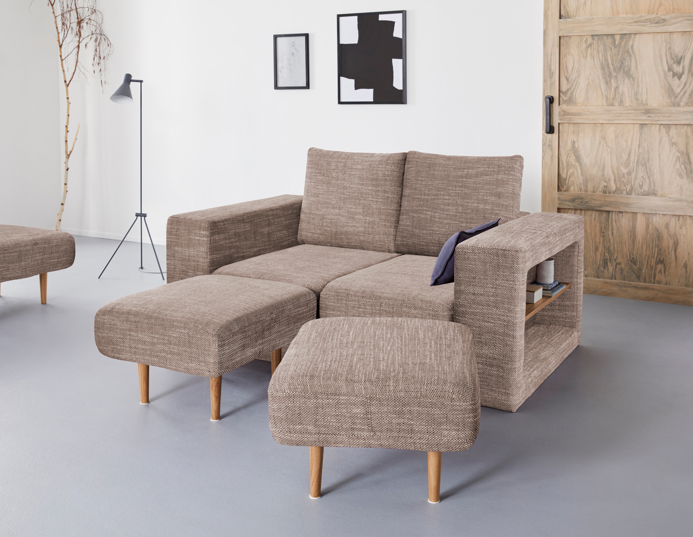 LOOKS by Wolfgang Joop 2-Sitzer »Looksvb«, Verwandlungssofa: aus Sofa wird Sofa mit 2 Hockern, mit Regalfunktion