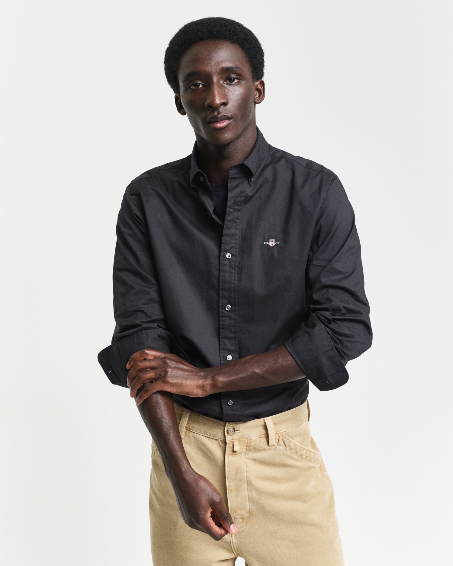 Image of Gant Langarmhemd mit klassischer Logostickerei auf der Brust