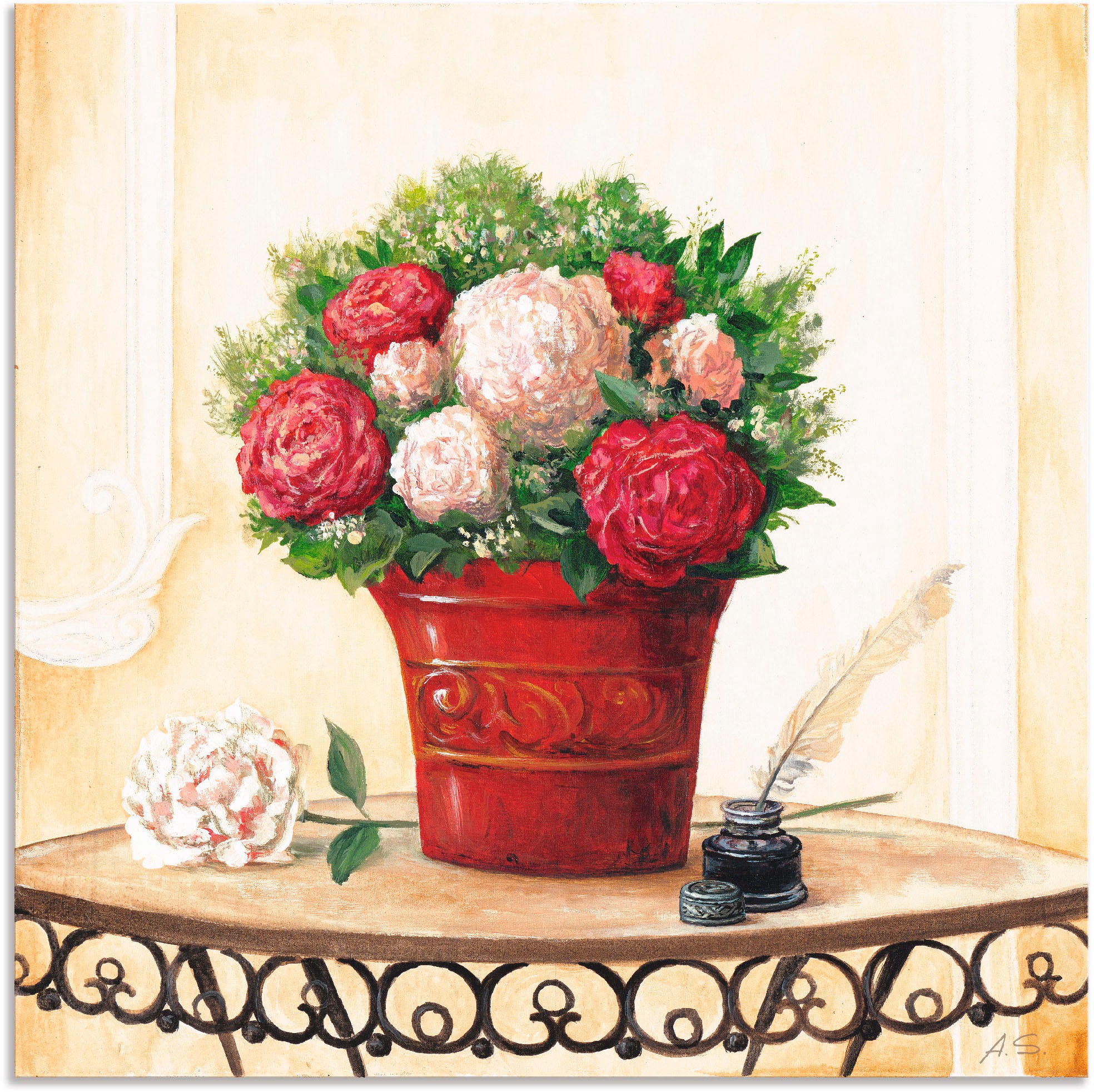 Image of Artland Wandbild »Strauss von roten Pfingstrosen«, Arrangements, (1 St.), in vielen Grössen & Produktarten - Alubild / Outdoorbild für den Aussenbereich, Leinwandbild, Poster, Wandaufkleber / Wandtattoo auch für Badezimmer geeignet bei Ackermann Versand S