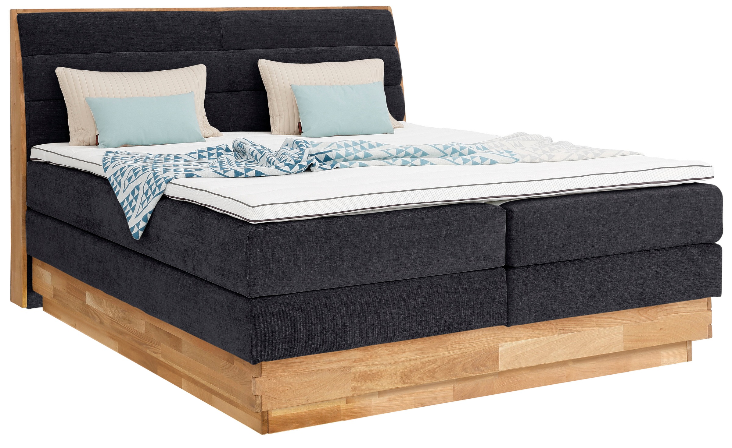 GOODproduct Boxspringbett »Jenna«, ohne LED-Beleuchtung, mit zertifizierten, recycelten Bezugsstoffen