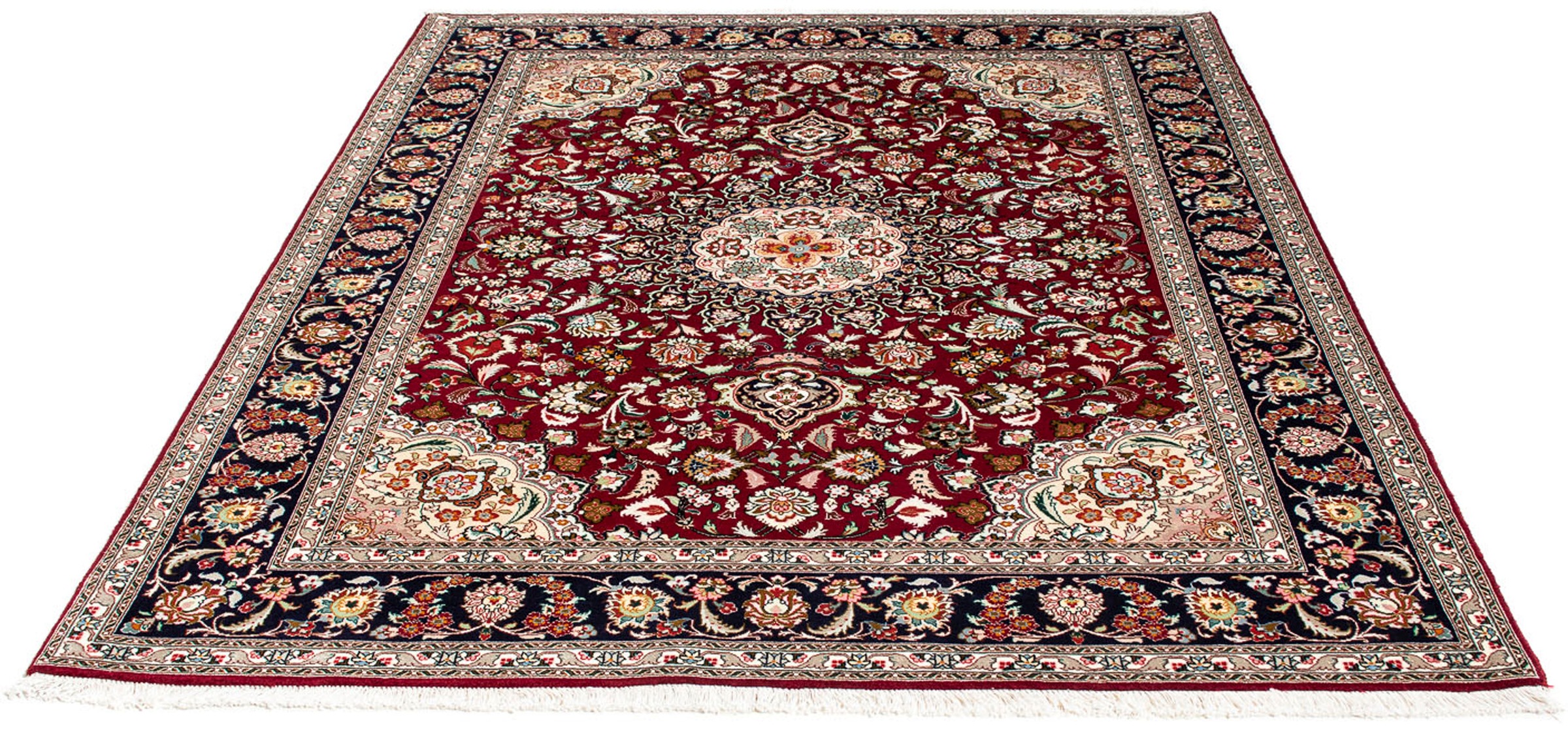 Image of morgenland Orientteppich »Perser - Täbriz - Royal - 196 x 155 cm - dunkelrot«, rechteckig, 7 mm Höhe, Wohnzimmer, Handgeknüpft, Einzelstück mit Zertifikat bei Ackermann Versand Schweiz