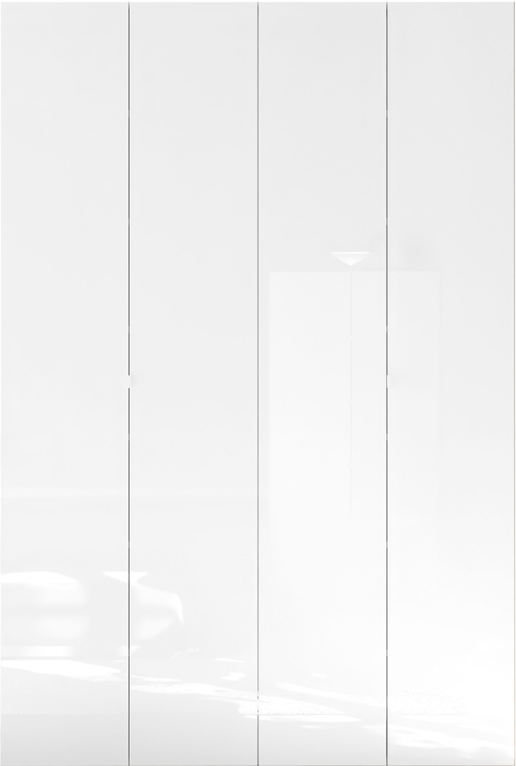 Image of GOODproduct Schuhschrank "SMILE Breite 124 cm, Höhe 184 cm, Schuhregal mit 7 Ebenen, 14 Fächer" Schuhkommode in Weiss Hochglanz Lack, 2 Metallgriffe