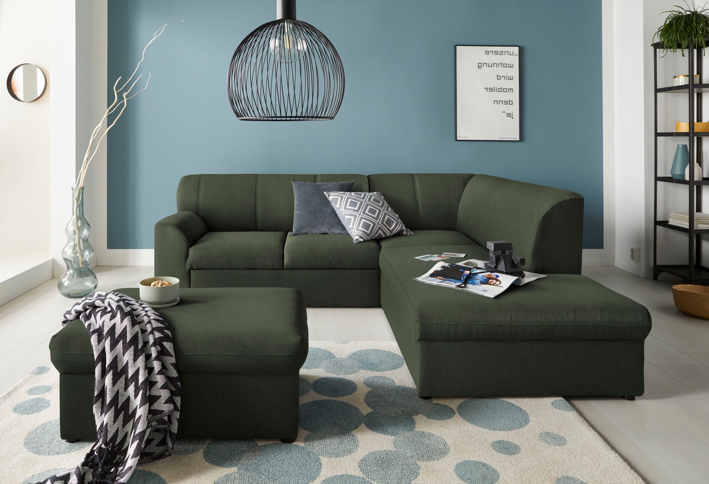 DOMO collection Ecksofa »Topper zeitlos elegant, kompakte Stellmasse, OTTOs Choice, L-Form«, mit Ottomane, wahlweise mit Schlaffunktion