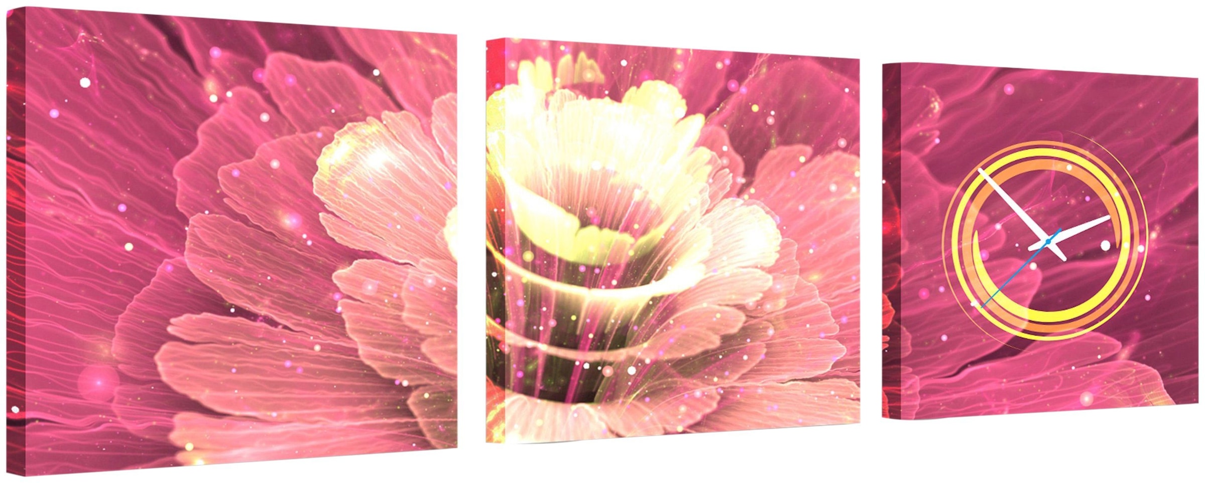 Image of Conni Oberkircher´s Bild mit Uhr »Light Flower - Light Flower«, Blumen, (Set), auf kunstvollem Leinwanddruck bei Ackermann Versand Schweiz