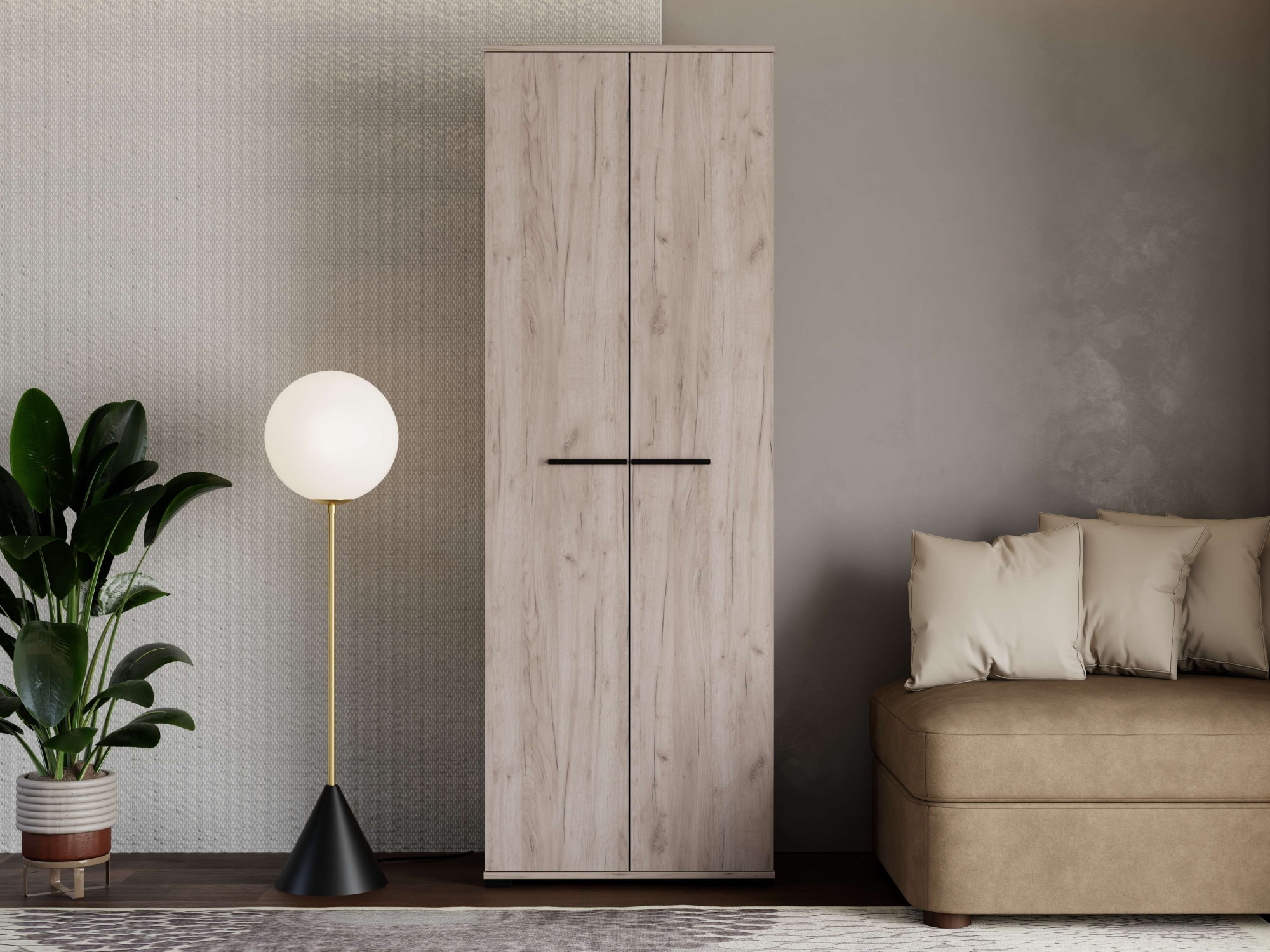Home affaire Armoire vestiaire »Lorca Drehtürenschrank, Dielenschrank , Flurschrank, Mehrzweckschrank« Design moderne effet chêne avec chants ABS, 2 portes