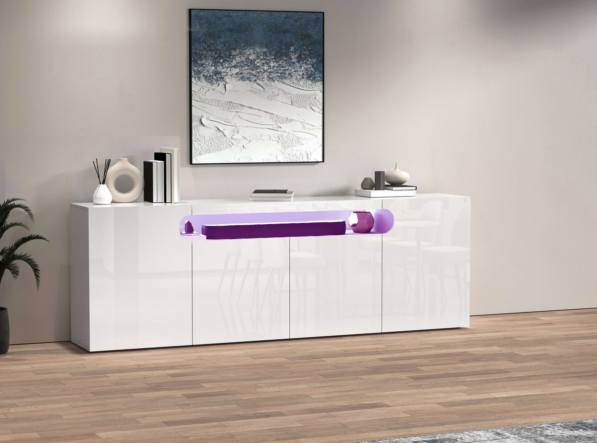 GOODproduct Buffet »Sideboard REAL, Kommode, Schrank, Kredenz« 1 cuis tlg. Avec 4 portes, dont 2 arrondies formant une niche ovale ouverte