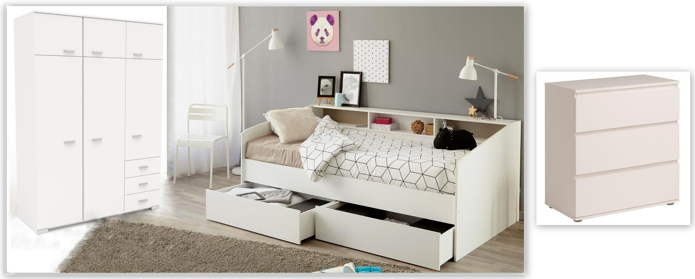 Image of Parisot Jugendzimmer-Set »Sleep«, (Set, 3 St., Kleiderschrank, Stauraumbett und Schreibtisch) bei Ackermann Versand Schweiz