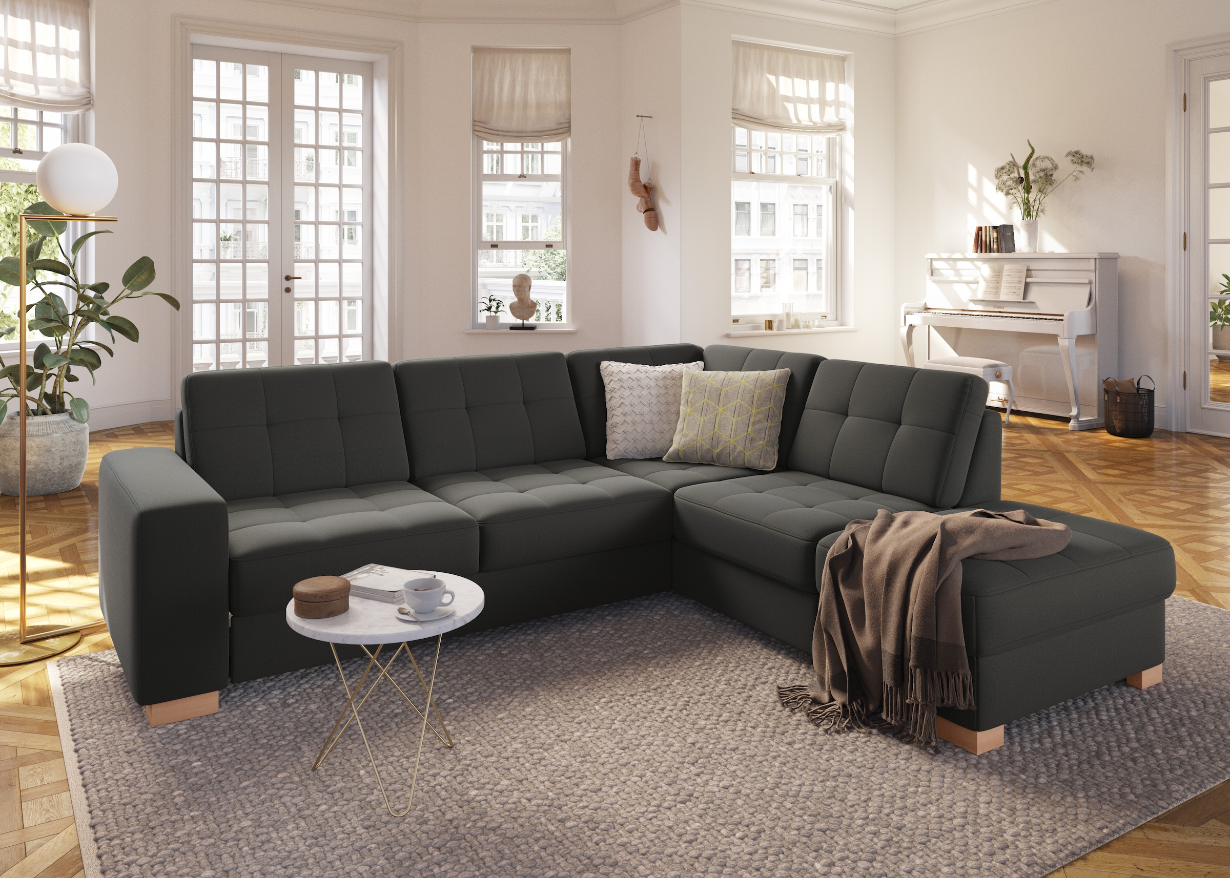 sit&more Ecksofa »Quincy L-Form«, wahlweise mit Bettfunktion und Bettkasten
