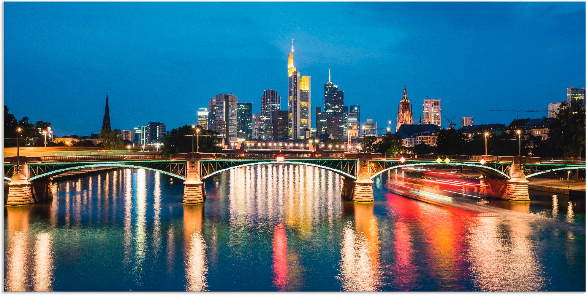 Image of Artland Wandbild »Frankfurt am Main zur Nacht«, Deutschland, (1 St.), in vielen Grössen & Produktarten - Alubild / Outdoorbild für den Aussenbereich, Leinwandbild, Poster, Wandaufkleber / Wandtattoo auch für Badezimmer geeignet bei Ackermann Versand Schwe