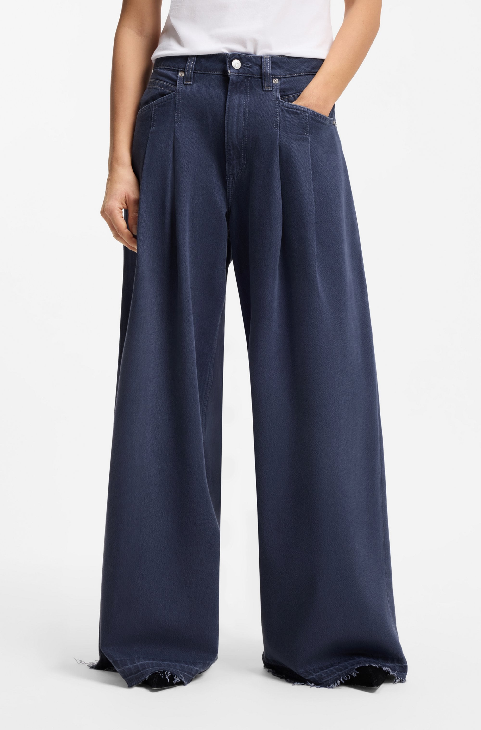 Image of BOSS ORANGE Weite Jeans "SLOUCHY 2PL MR Premium Damenmode" mit voluminösen Bundfalten