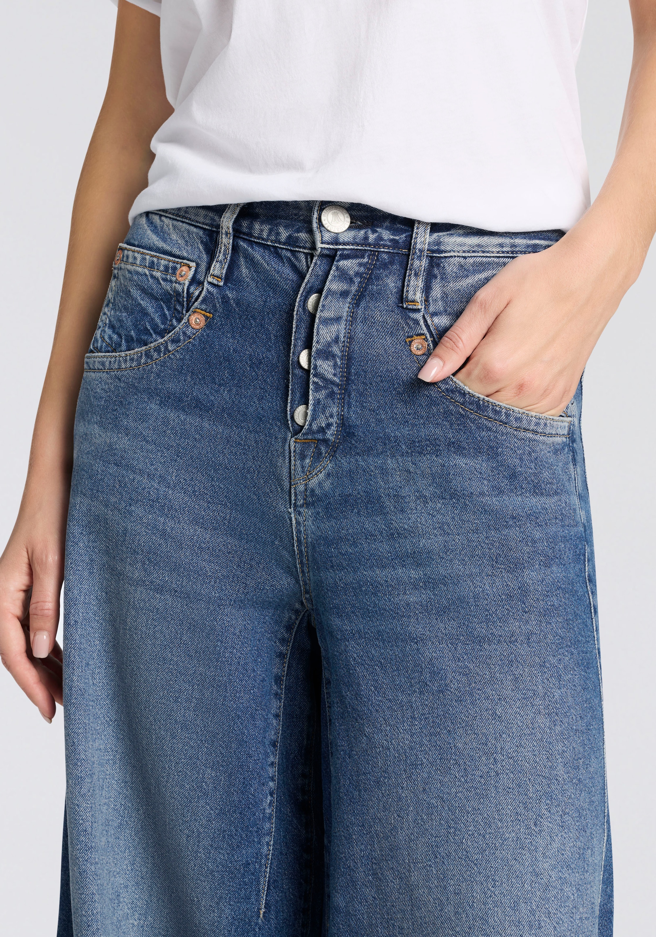 Herrlicher Jeans à 5 poches »Shyra Palazzo Denim« mit besonders weitem Bein