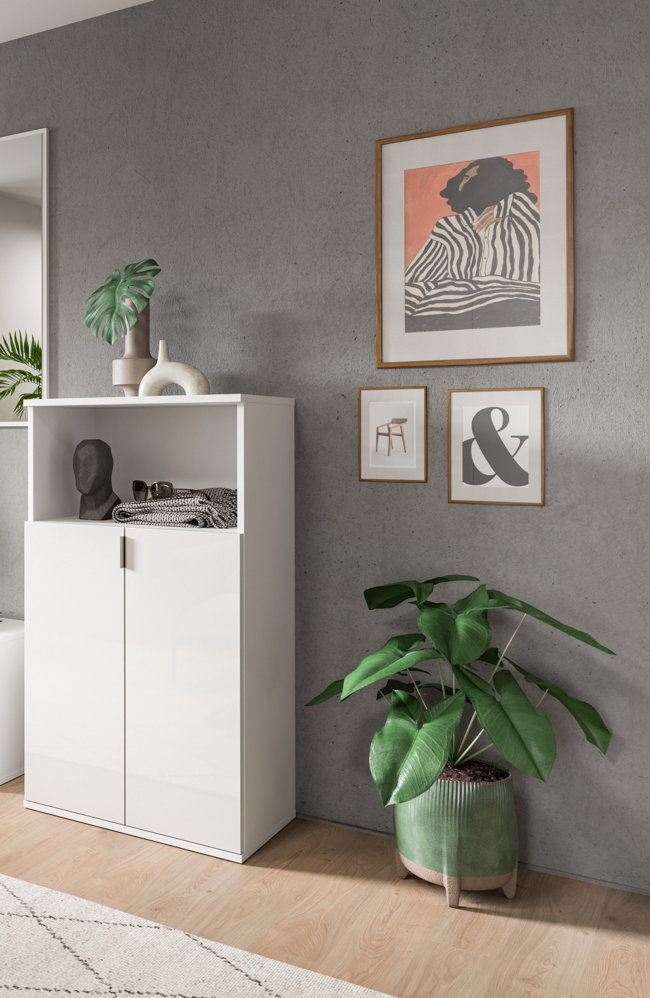 INOSIGN Schuhschrank »Trondheim Schuhschrank, Höhe 110 cm,« 1 Stk. tlg. hochglanz, für ca. 12 Paar Schuhe, 3 Einlegeböden, Schuhschrank,Flur