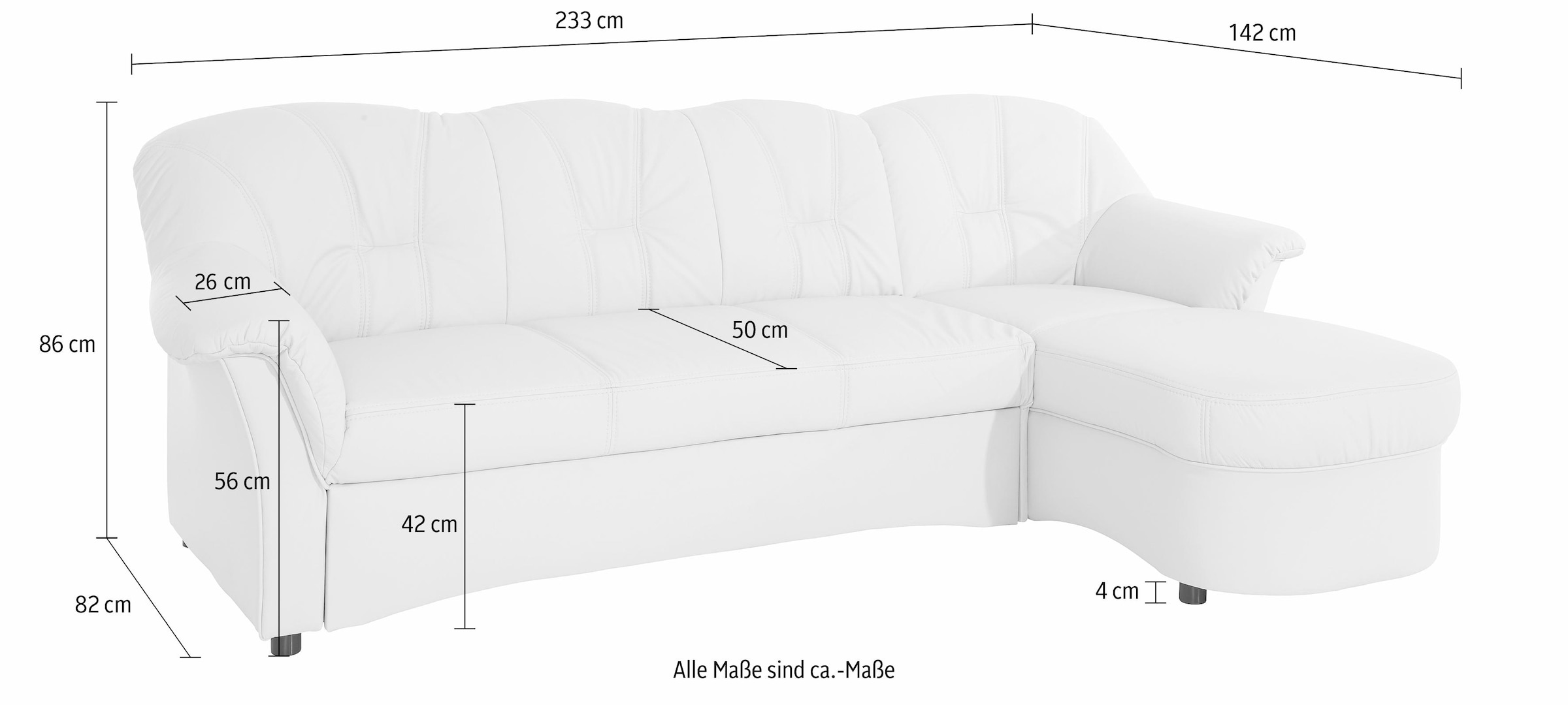 DOMO collection Ecksofa »FLORES Schlafsofa,  233x142x86 cm, L-Form« whlw. mit Bettfunktion, whlw. mit Federkern