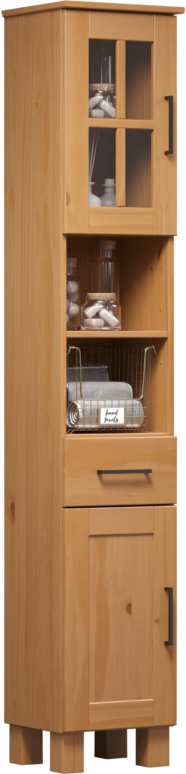 welltime Hochschrank »Ulea«, (1 St.), Badschrank aus Massivholz mit Schubkasten - Masse (B/T/H) 33/30/180 cm