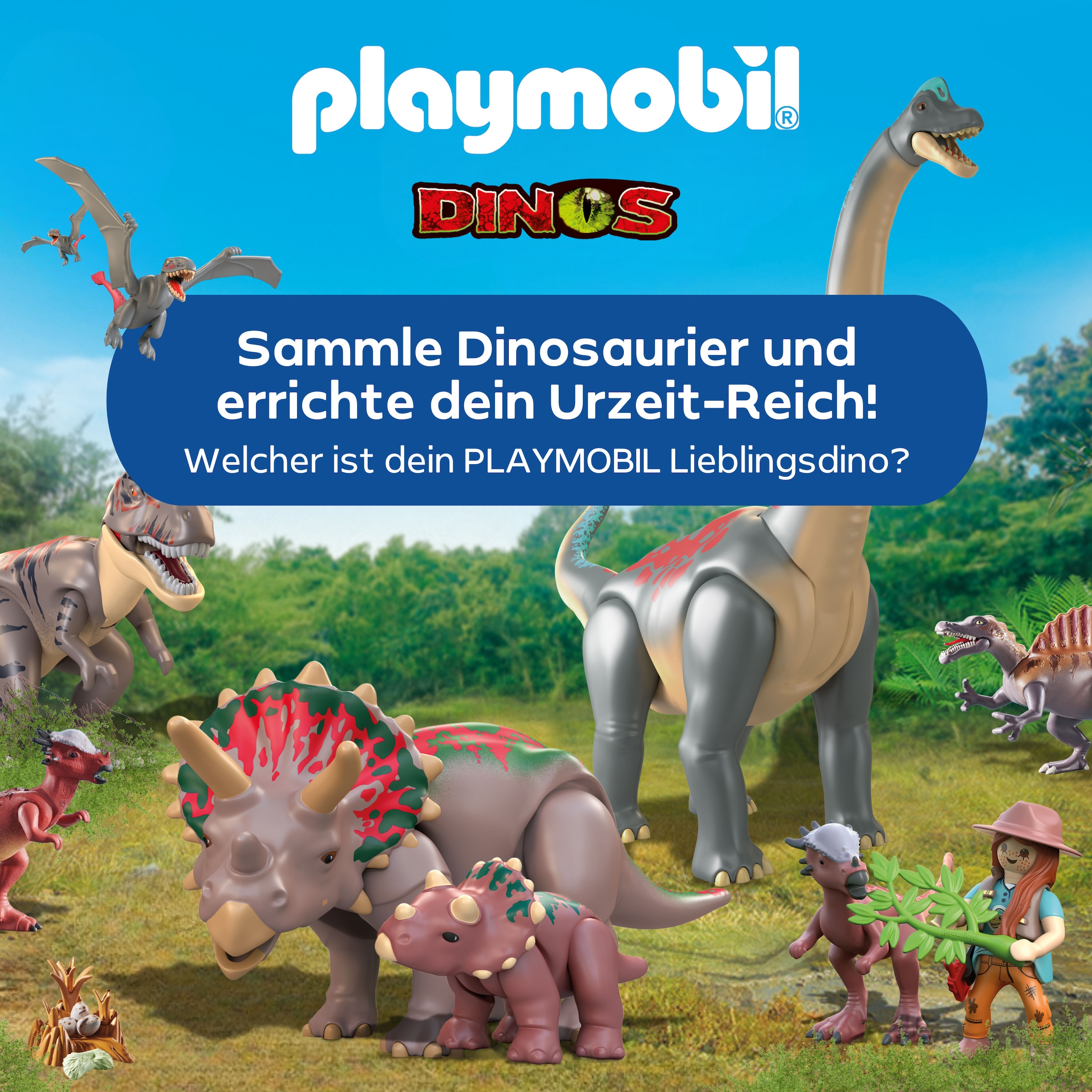 Playmobil® Konstruktions-Spielset »Triceratops mit Jungtier (71821), Playmobil Dinos«