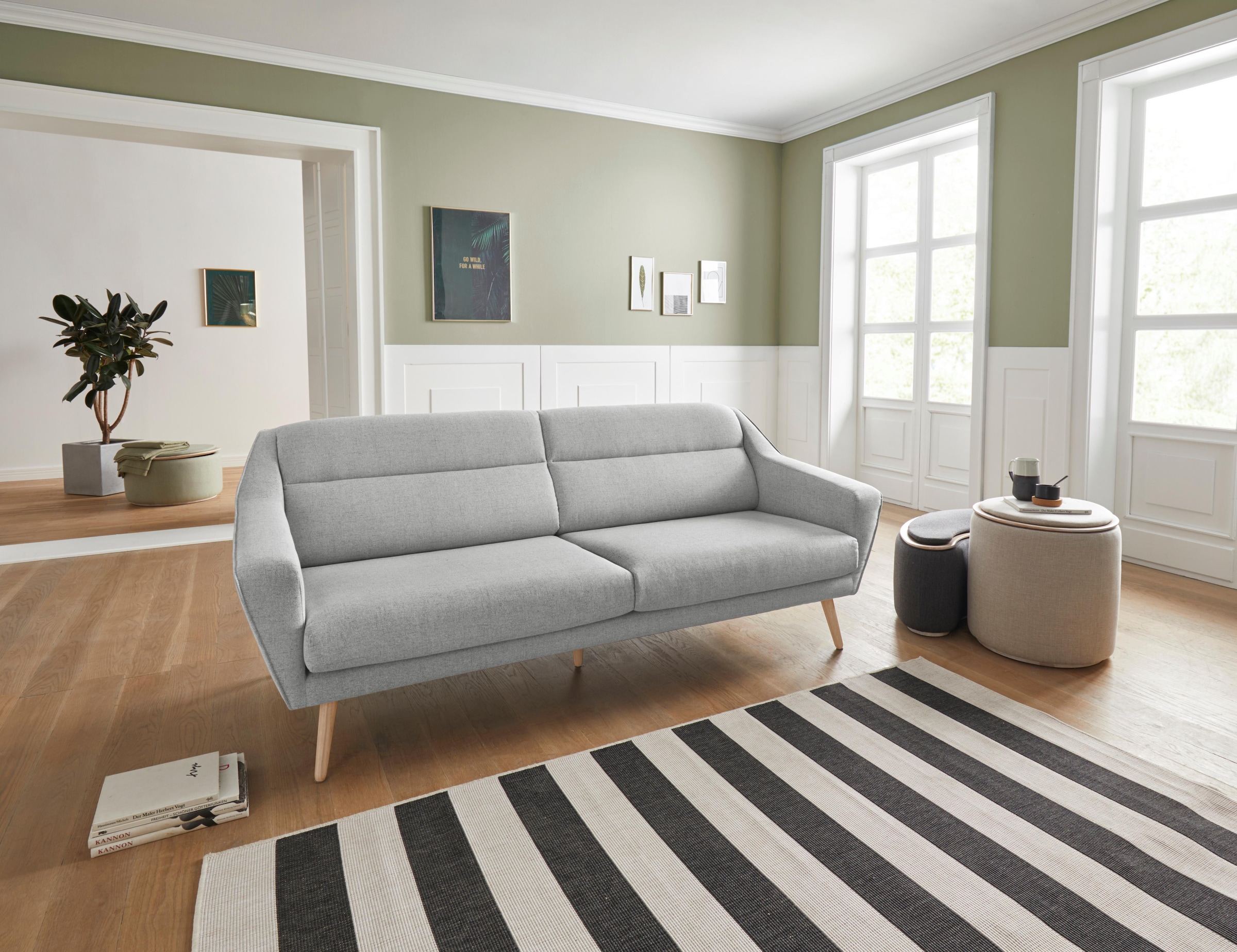 andas 3-Sitzer »Bille«, mit Naht im Rückenkissen und Eiche-Beinen, Design by Morten Georgsen