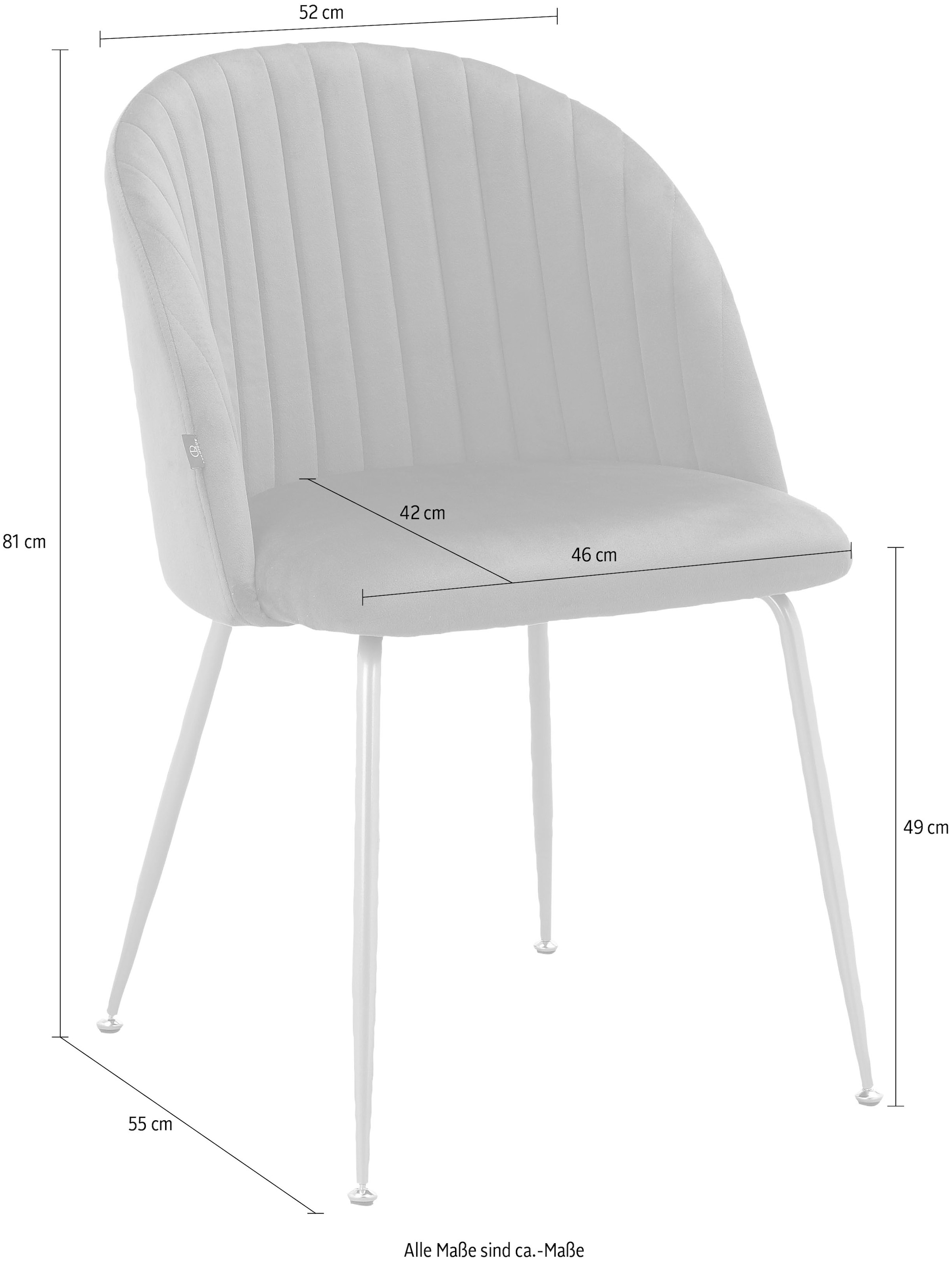 Leonique Esszimmerstuhl »Alain«, 2 St., Veloursstoff, im 2er Set erhältlich,  mit Sitz und Rücken gepolstert, Sitzhöhe 49 cm günstig kaufen