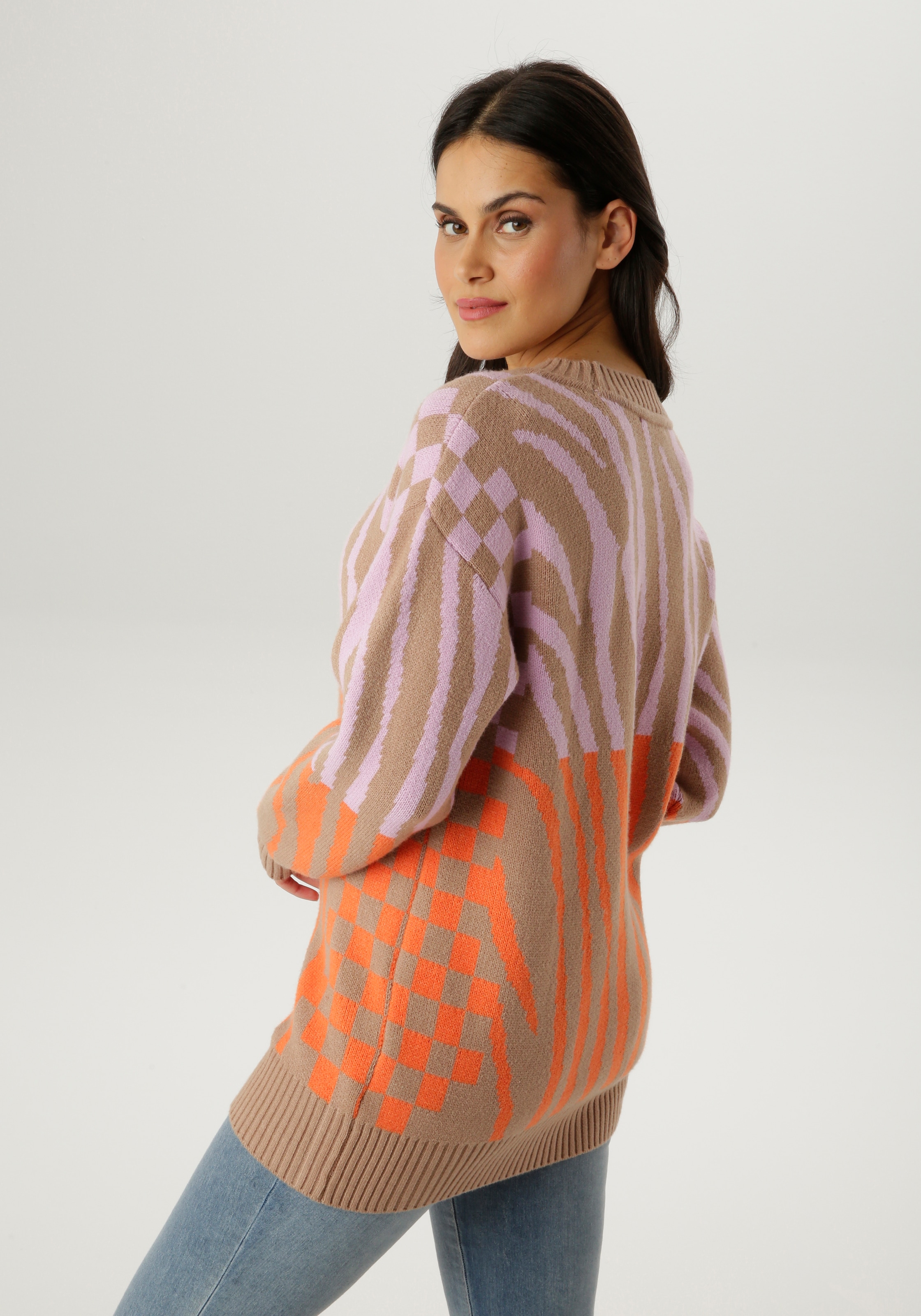 Aniston SELECTED Strickpullover mit fantasievoller Animal-Musterung - NEUE KOLLEKTION