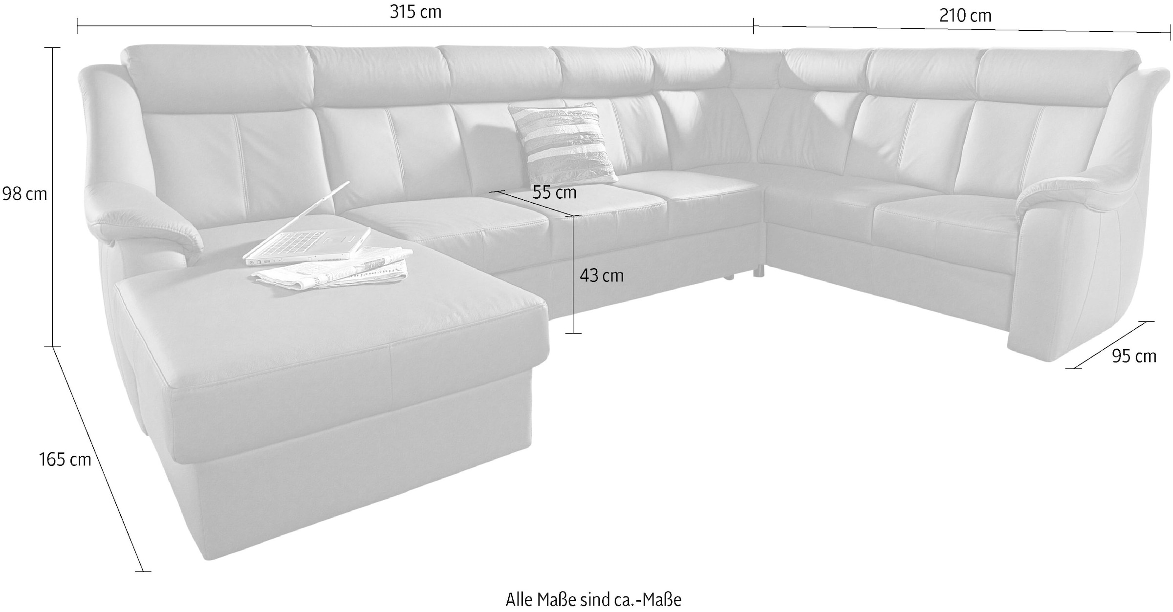 sit&more Wohnlandschaft »Basel U-Form«, wahlweise mit Relaxfunktion