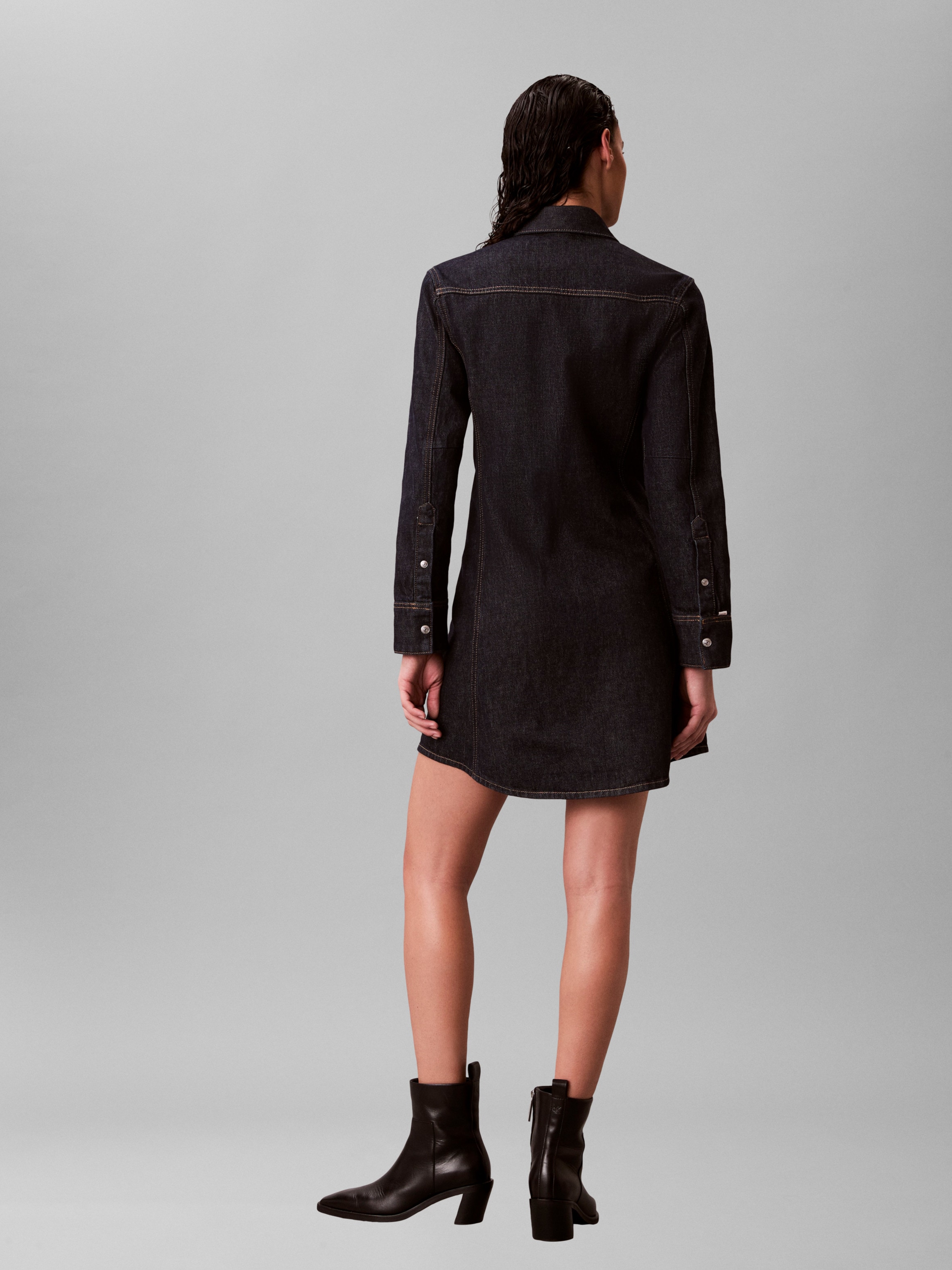 Calvin Klein Jeans Jeanskleid Ohne Tasche Regular fit mit Rundhalsausschnitt