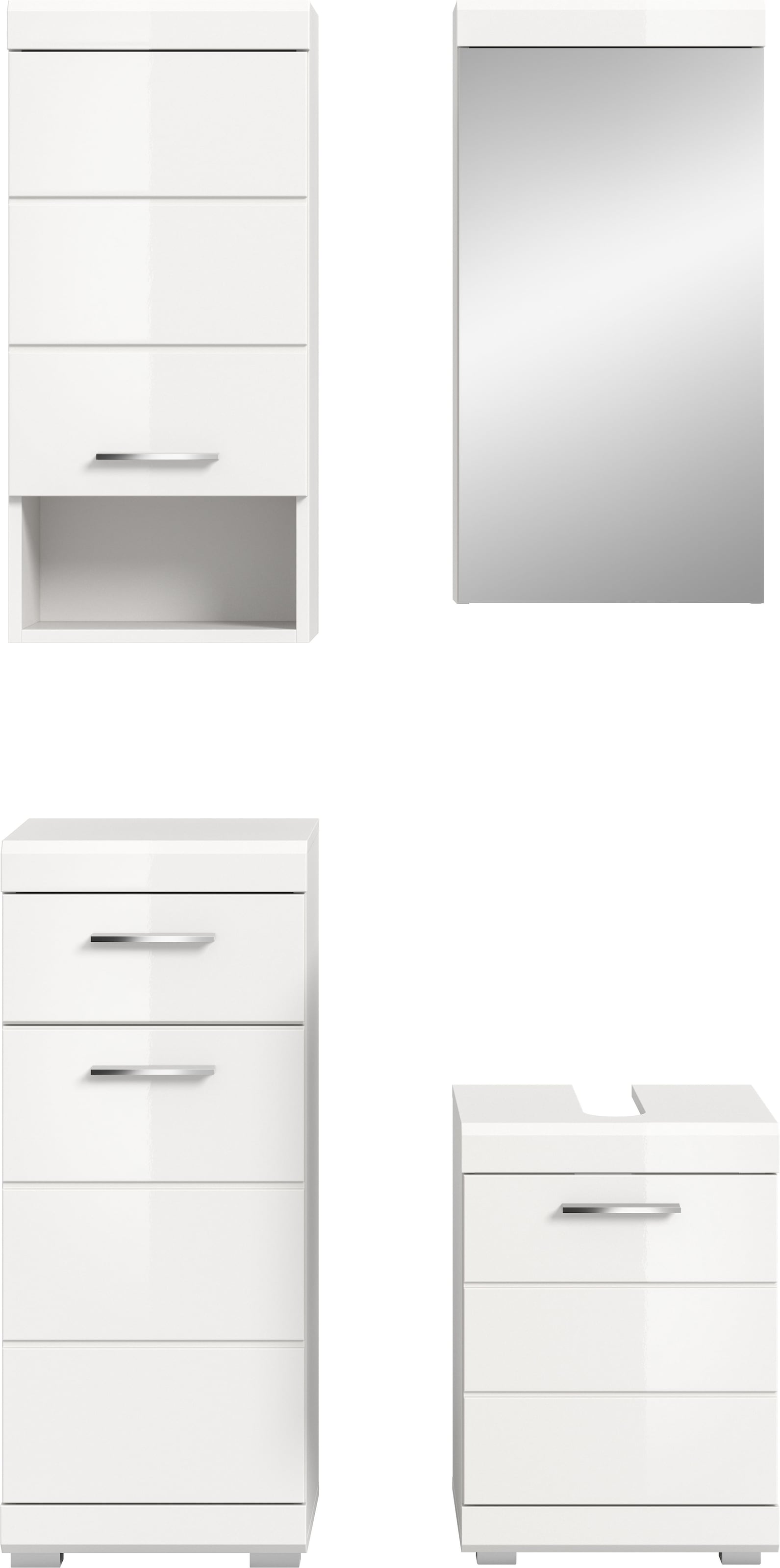 welltime Ensemble de meubles de salle de bain »SIENA, 4-tlg., WBU, Spiegelschrank, Hänge- & Unterschrank, MDF-Front«