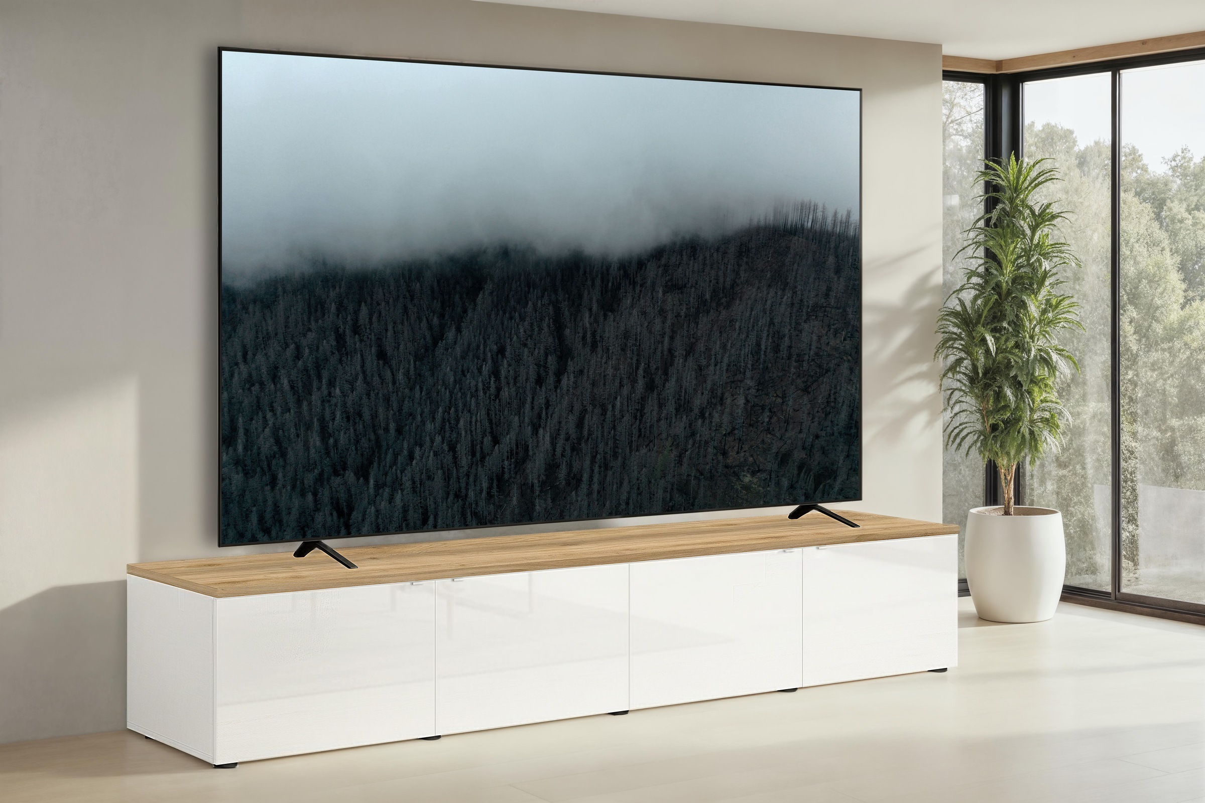 Image of Home affaire Lowboard "Easy, 245 cm breit, 47 cm tief, 4 Türen, Top 22 mm stark, Mediaboard" Modernes Lowboard für bis zu 98-Zoll-TV – perfekt für die WM