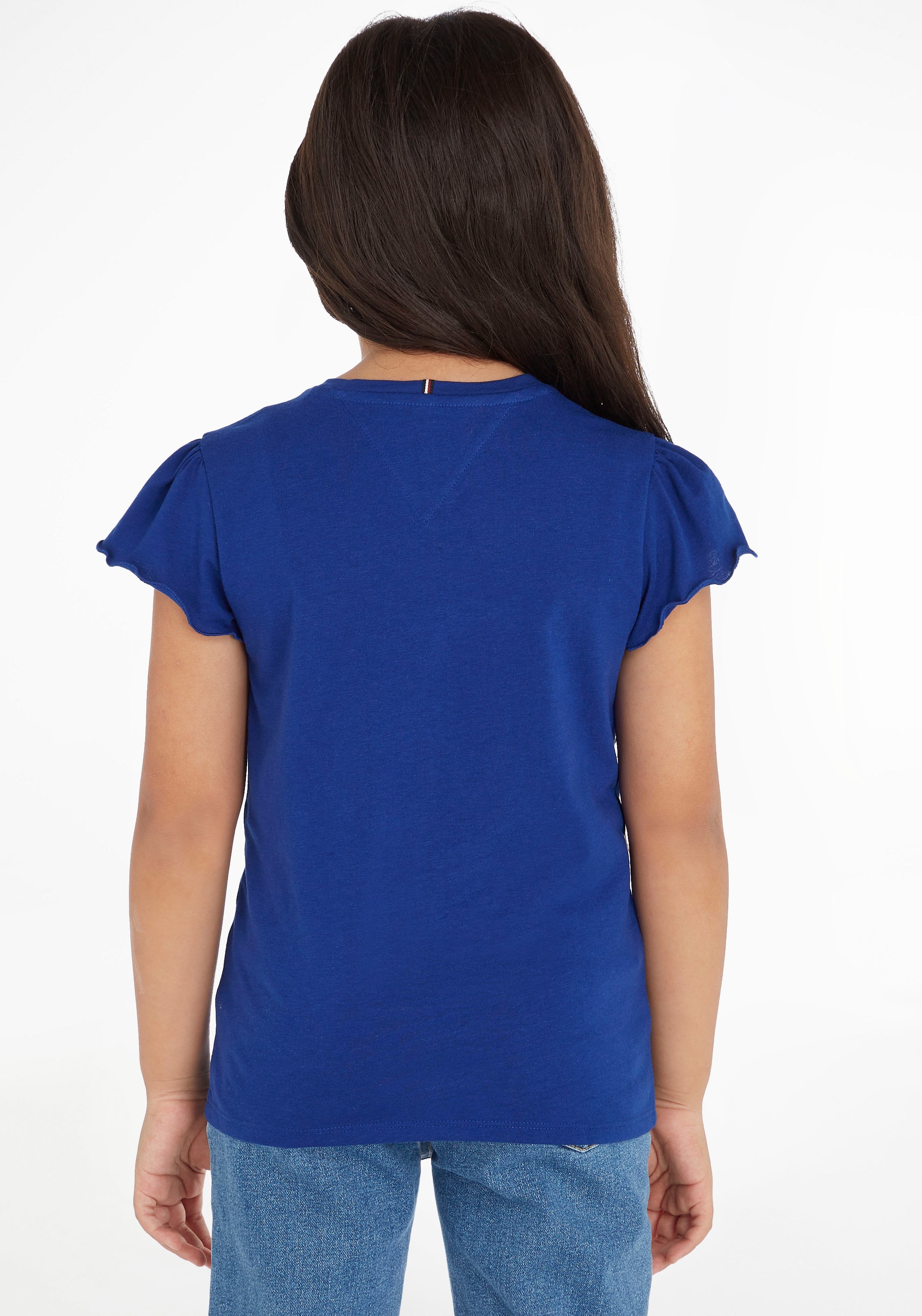 Tommy Hilfiger T-Shirt »ESSENTIAL RUFFLE SLEEVE TOP«, mit gewelltem Saum