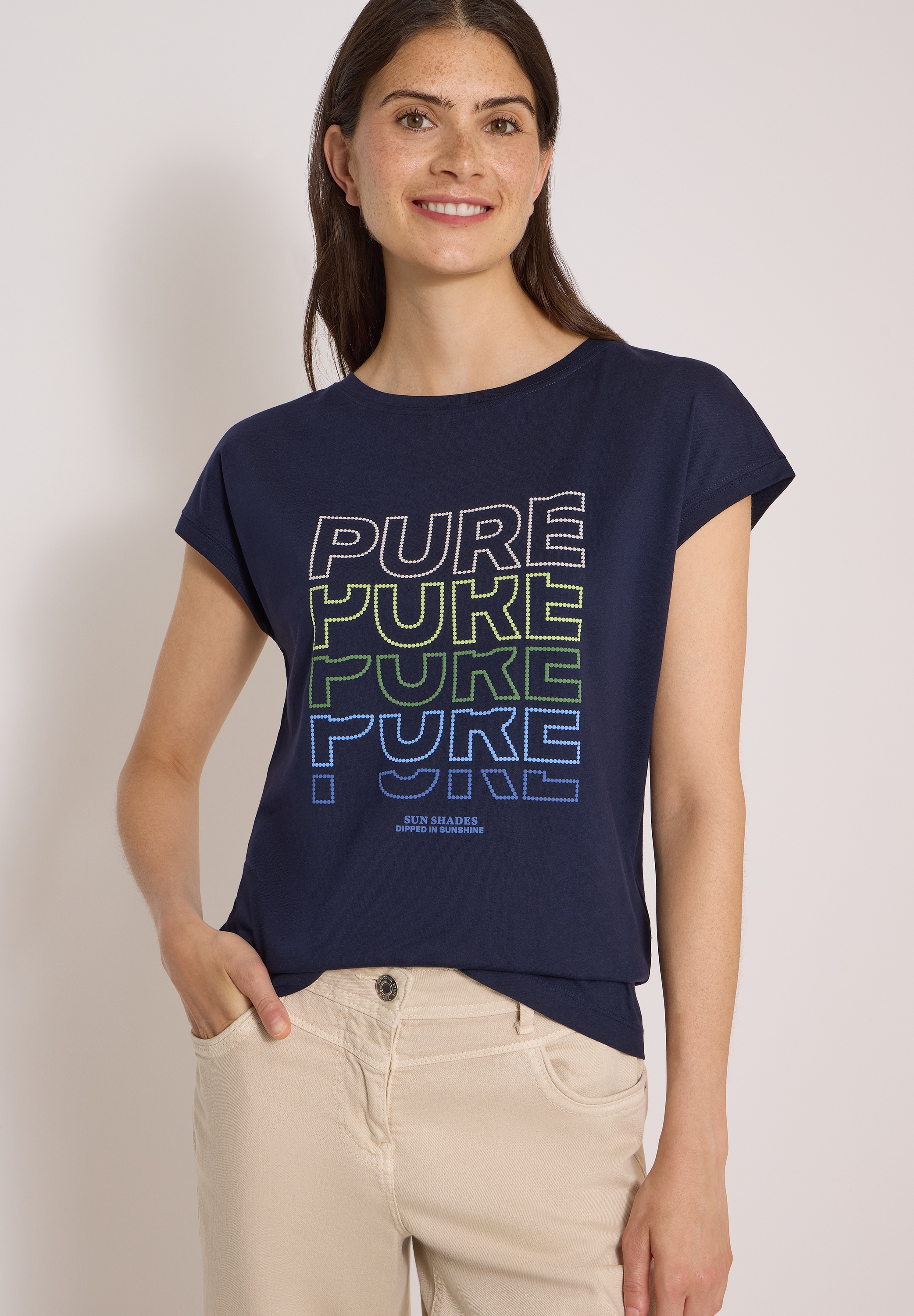 Image of Cecil Kurzarmshirt Sommershirt mit Boat Neck und Frontprint