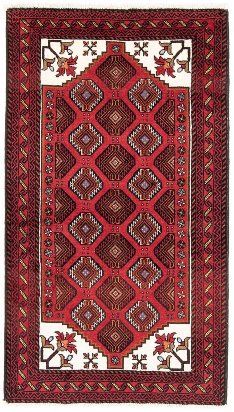 Image of morgenland Hochflor-Läufer »Belutsch Durchgemustert Rosso 194 x 102 cm«, rechteckig, 0,8 mm Höhe, Handgeknüpft bei Ackermann Versand Schweiz