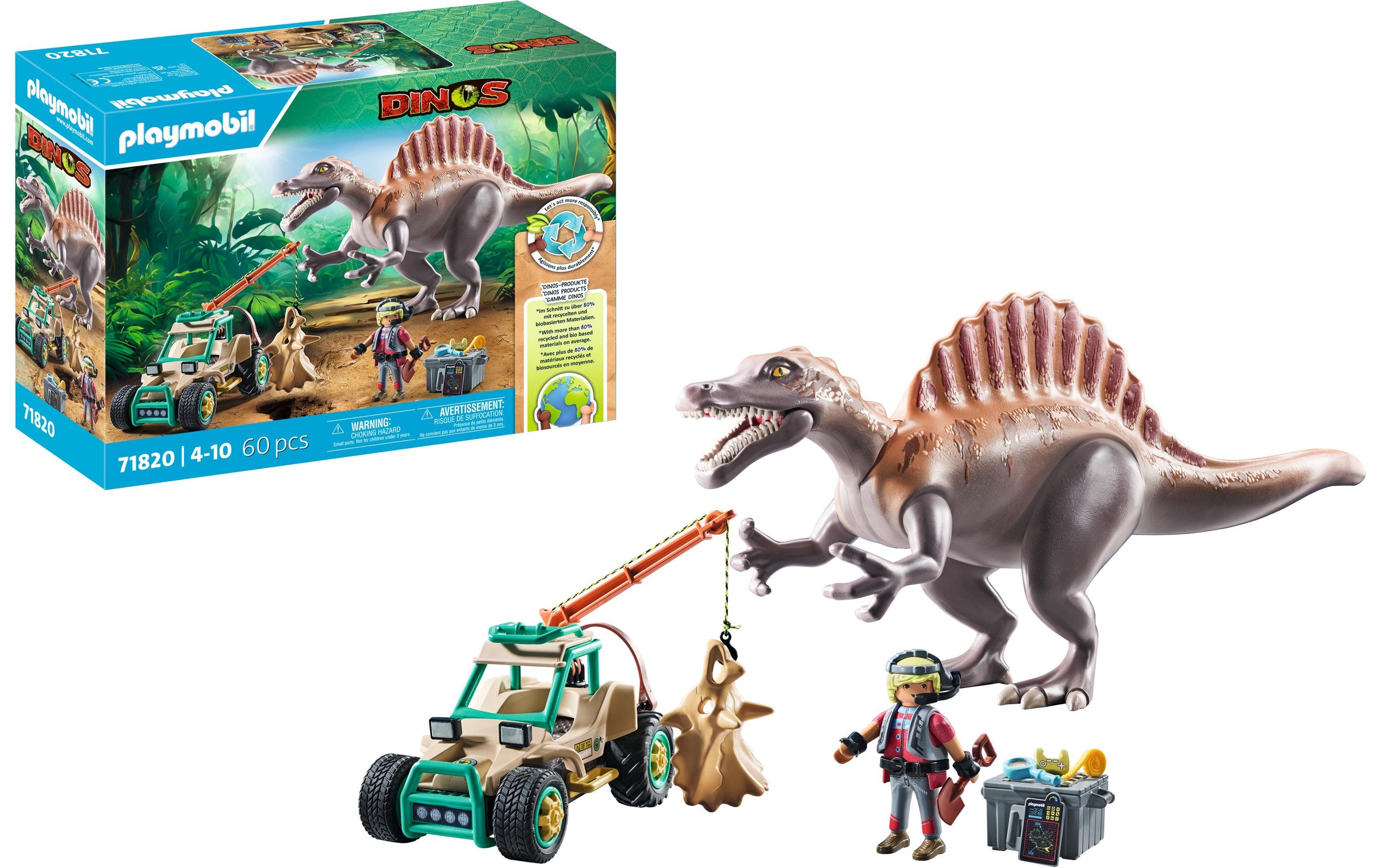Playmobil® Spielbausteine »Dinos Spinosaurus-Angriff auf Dino-Ausgrabung 71820«, (60 St.)