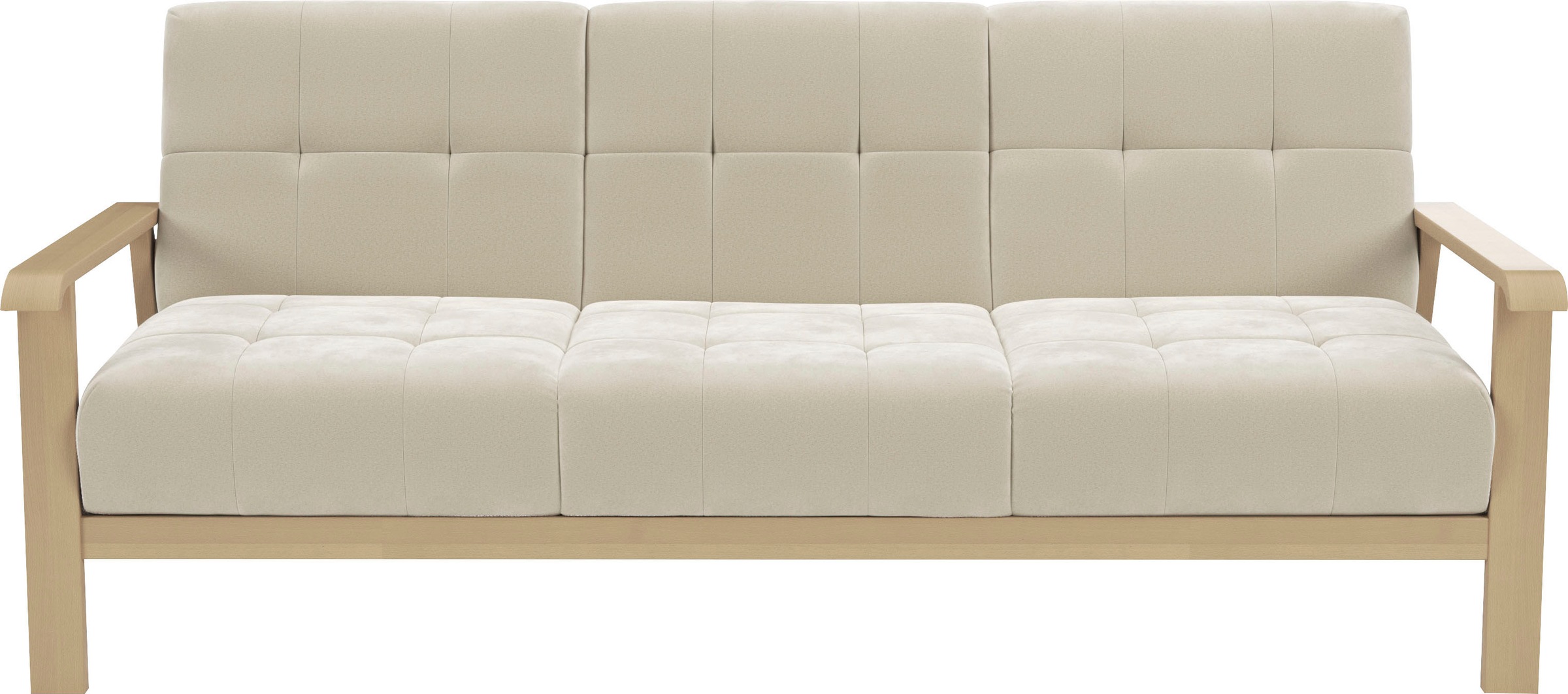 sit&more 3-Sitzer »Billund« Armlehnen aus Buchenholz in natur, verschiedene Bezüge und Farben