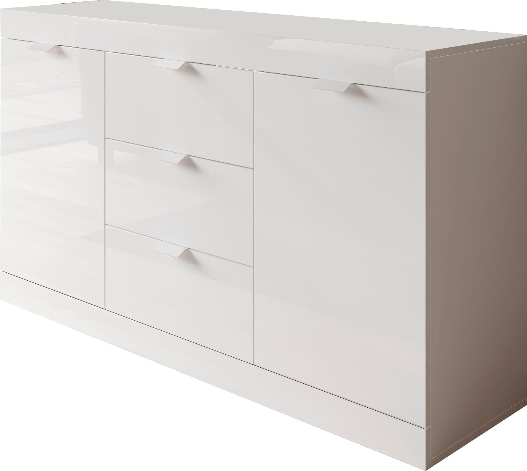 LC Sideboard »Slim«, Breite 136 cm, weiss Hochglanz Lack