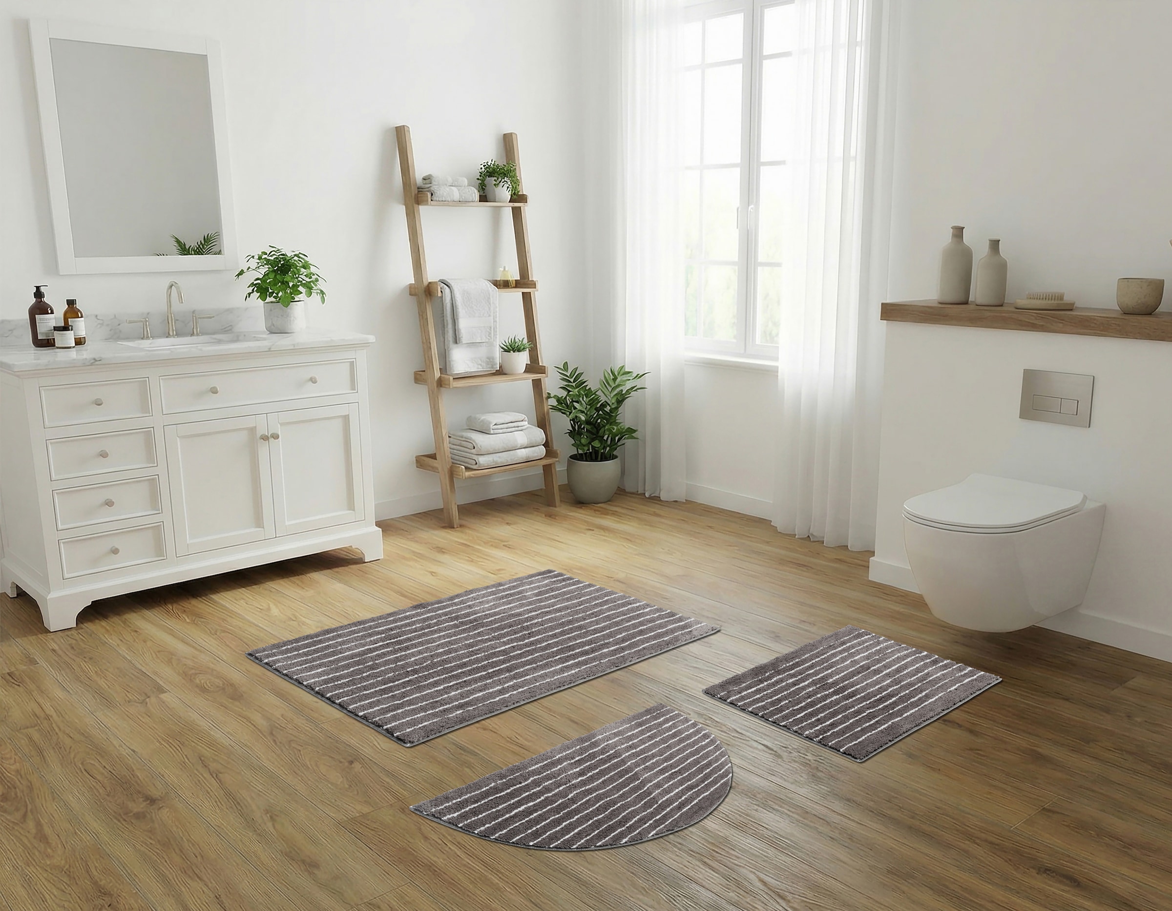 LeGer Home by Lena Gercke Tapis de bain »Tamsin, Badvorleger, Badezimmer Teppich, Duschvorleger« Höhe 10 mm revêtement antidérapant Séchage rapide | compatible chauffage au sol rayures, moderne