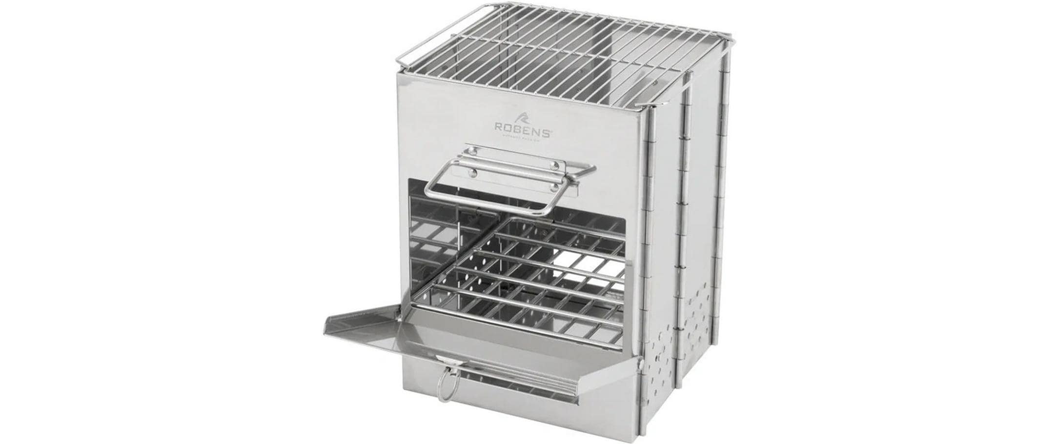 Image of ROBENS Holzkohlegrill "Firewood" Kompakter Campingkocher aus Edelstahl für Holz, auch als Grill nutzbar