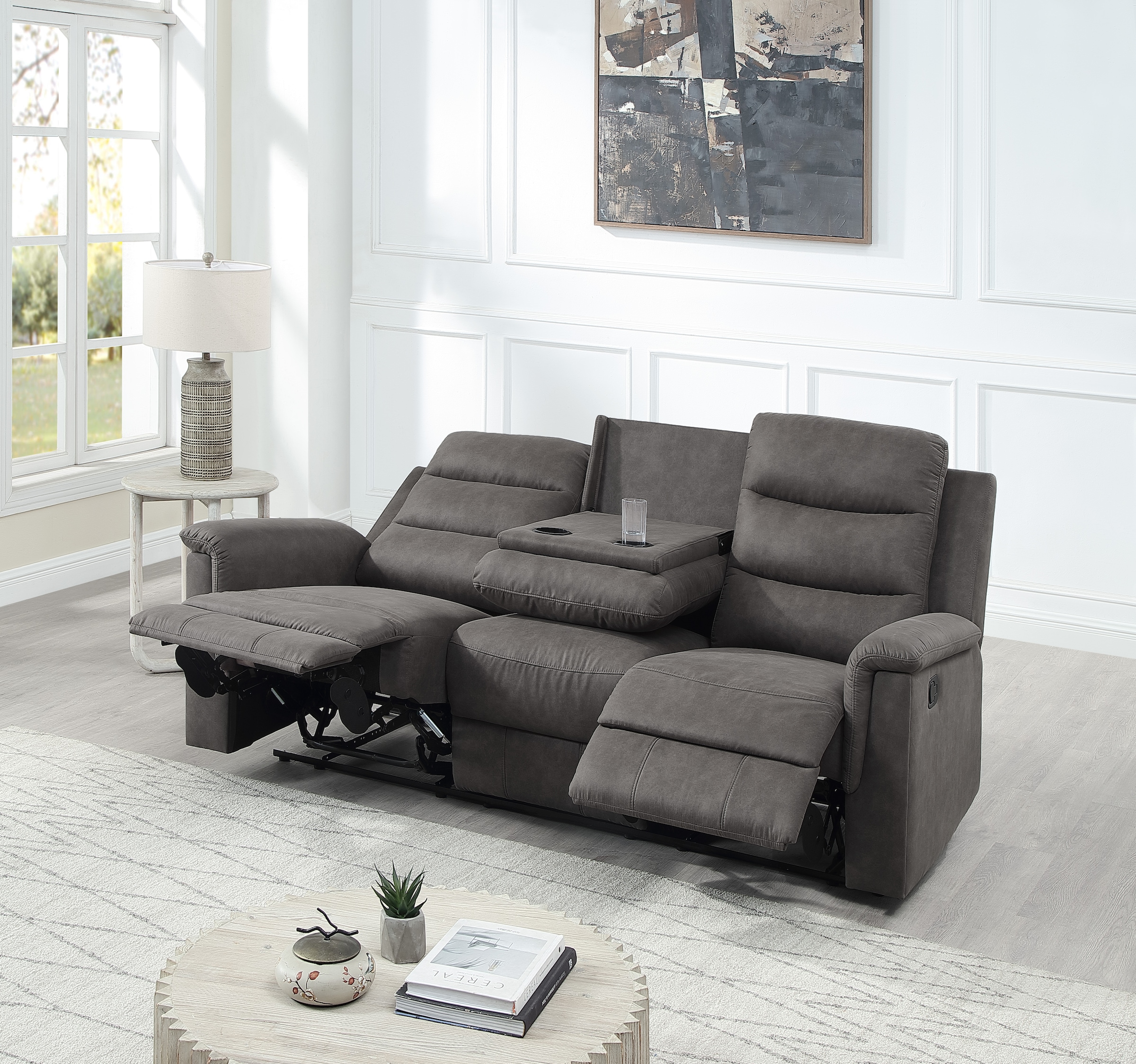 Image of ATLANTIC home collection 3-Sitzer "Cliff mit 2 Relaxfunktionen" Federkern und Becherhaltern in klappbarer Mittelkonsole