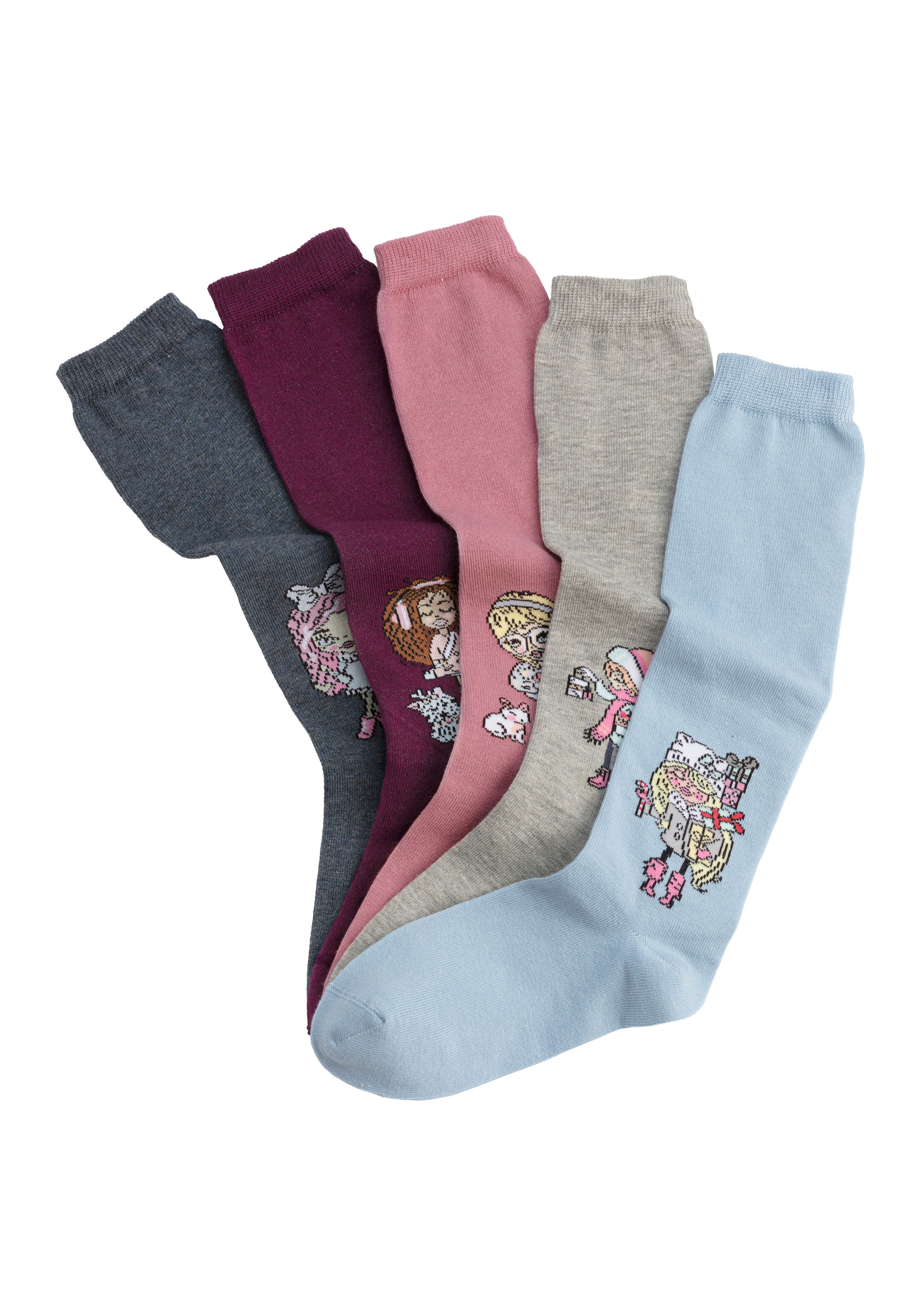 H.I.S Kniestrümpfe, (Packung, 5 Paar), mit eingestricktem Motiv