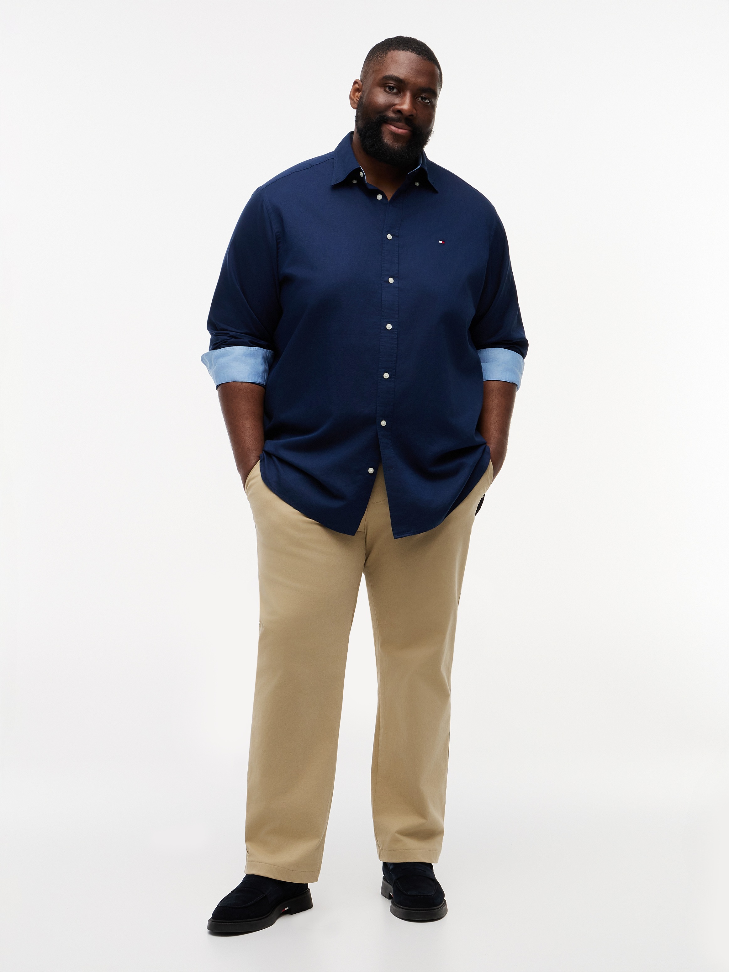 Tommy Hilfiger Big & Tall Langarmhemd »BT- LINEN« Grosse Grössen Regular Fit Button-down-Leinenmix
